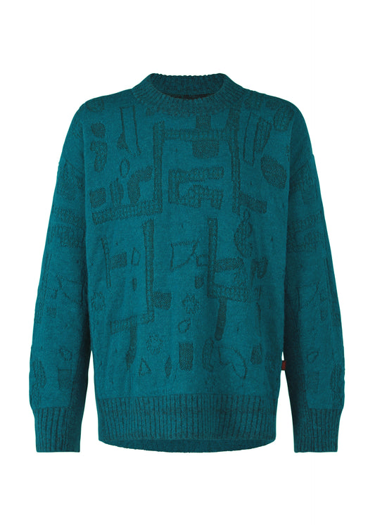 GEOMETRIC KNIT、ウィメンズ_トップス_トップ、グリーン