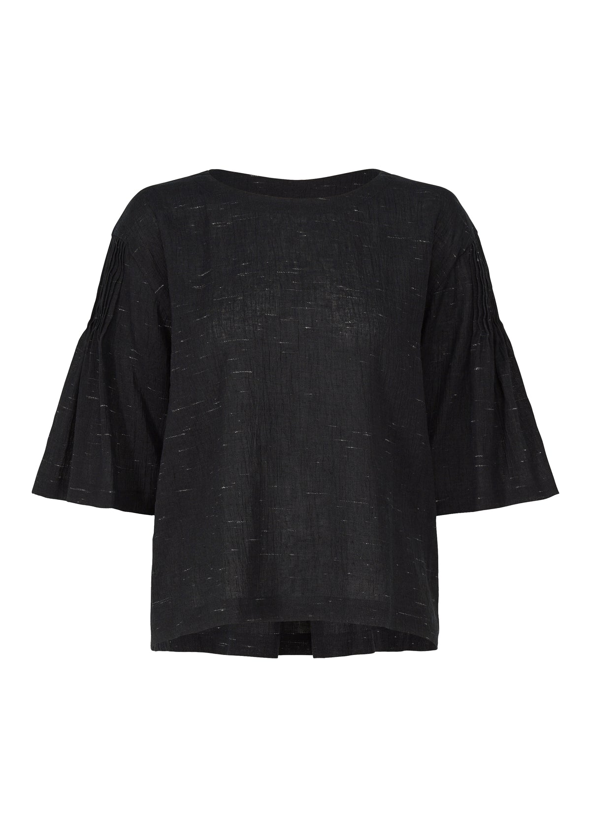 PINTUCKING、ウィメンズ_トップス_トップ、ブラック