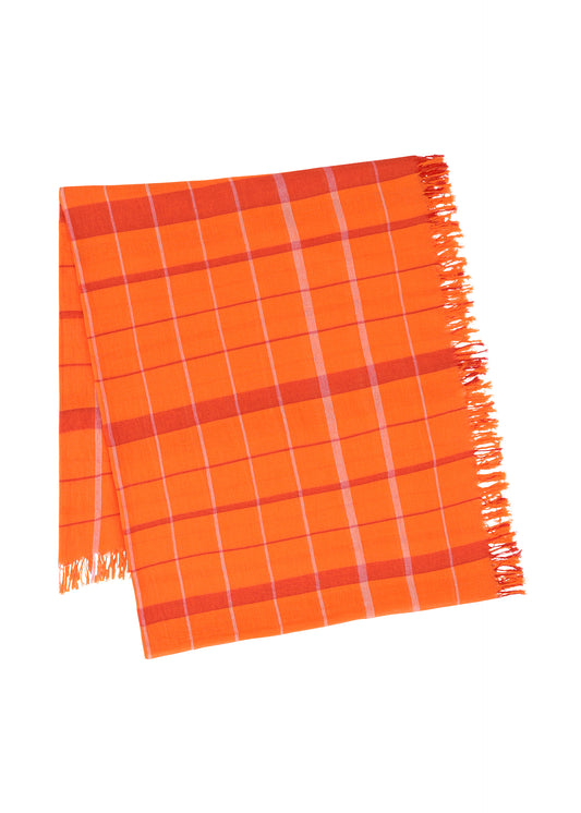 PLAID STOLE、アクセサリー&その他_ストール、オレンジ