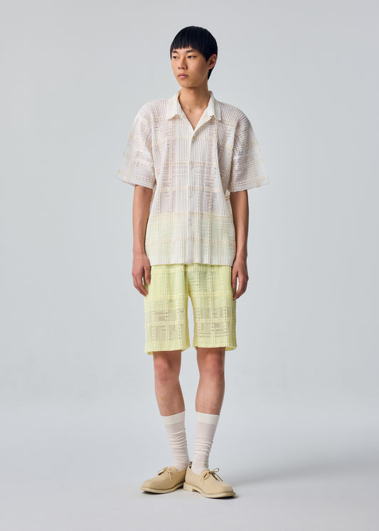 LACE GRID PLEATS、メンズ_トップス_シャツ、着用画像1