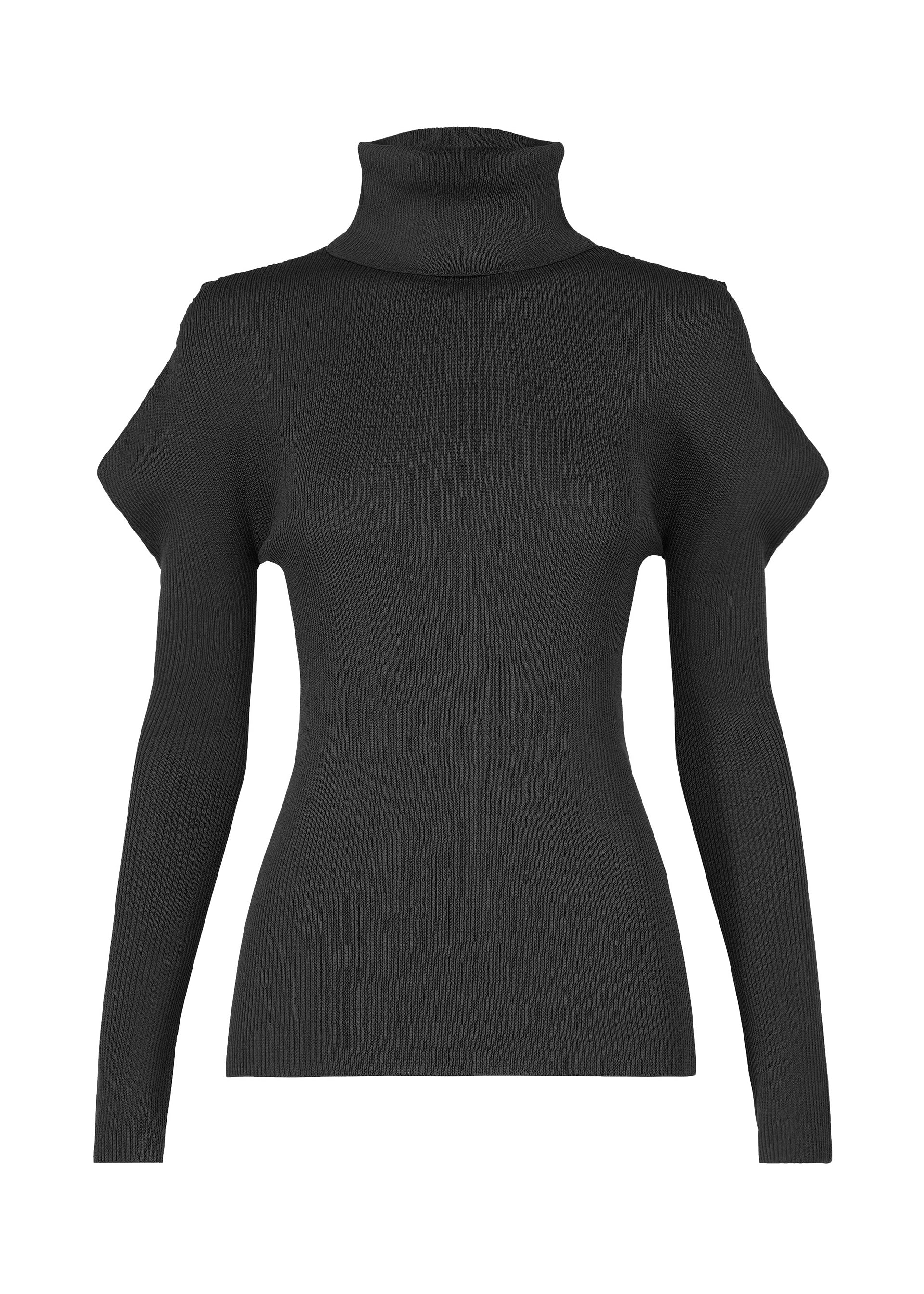 FLAT RIB KNIT、ウィメンズ_ニット、ブラック