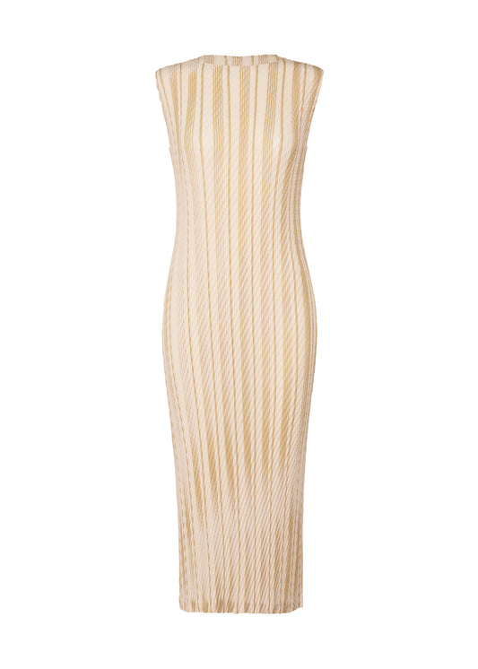 ROPE STRIPE PLEATS、ウィメンズ_ワンピース、ブラウン