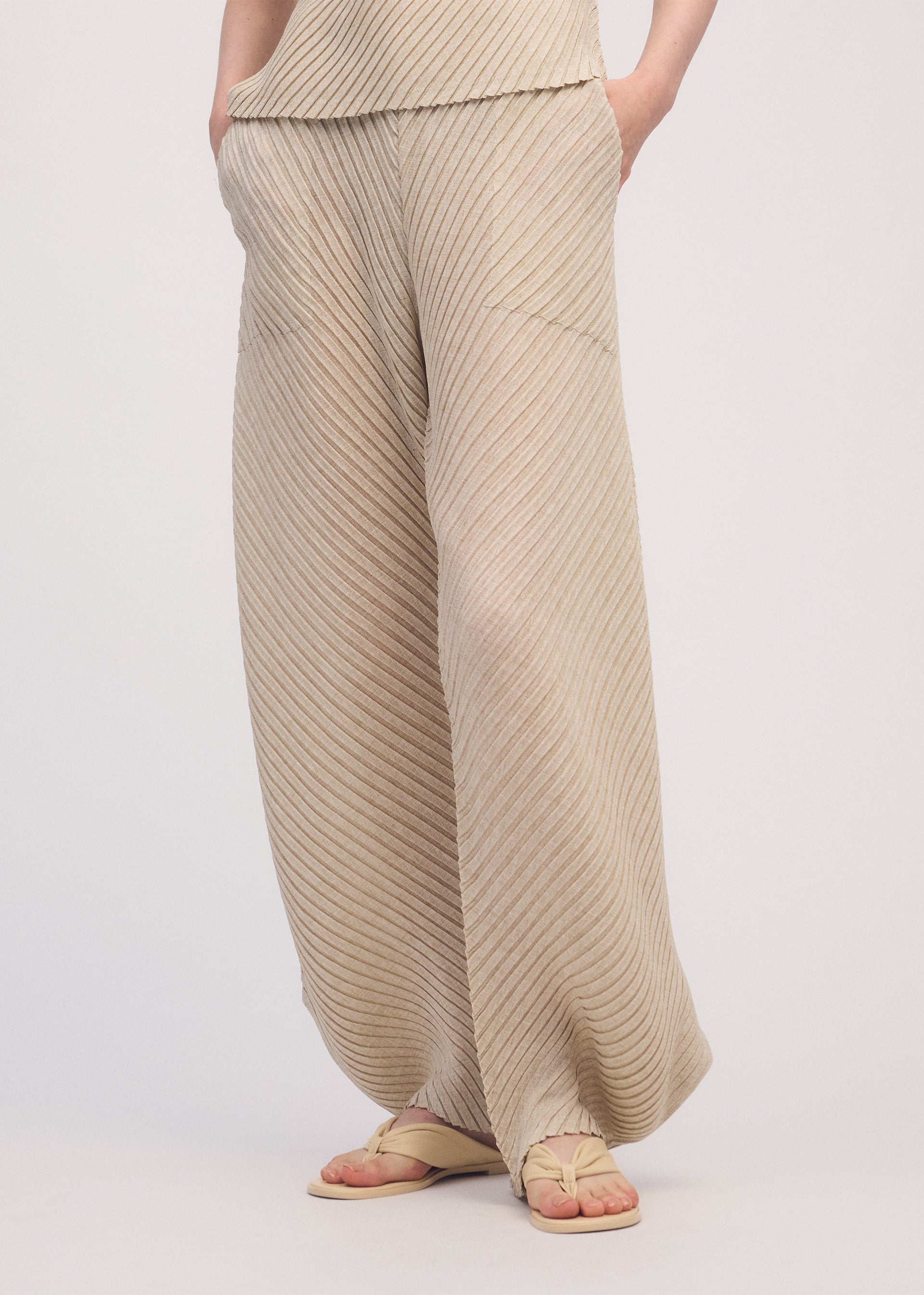SHEER LINEN LIKE PLEATS、ウィメンズ_パンツ、着用画像2