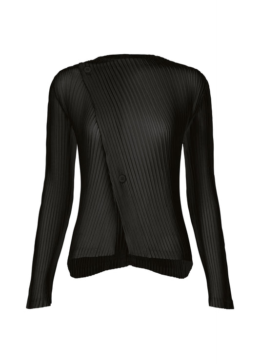 SHADOW STUDY PLEATS SOLID、ウィメンズ_トップス_カーディガン、ブラック