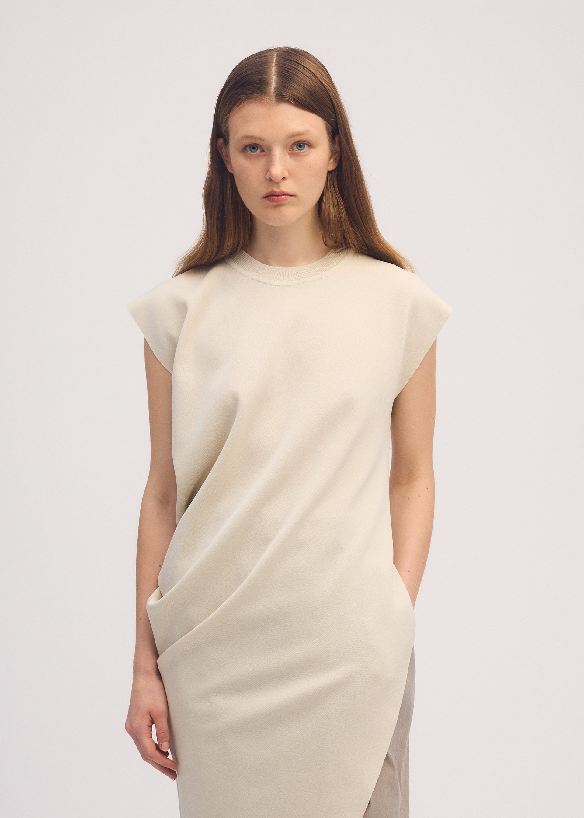 LUSTER DRAPE KNIT、ウィメンズ_ニット、着用画像2