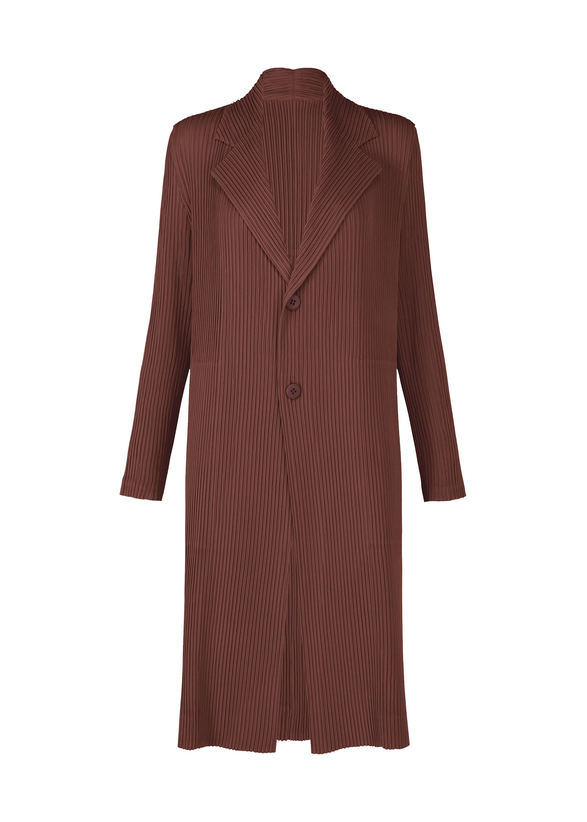 HATCHING PLEATS、ウィメンズ_ジャケット&コート_コート、ブラウン