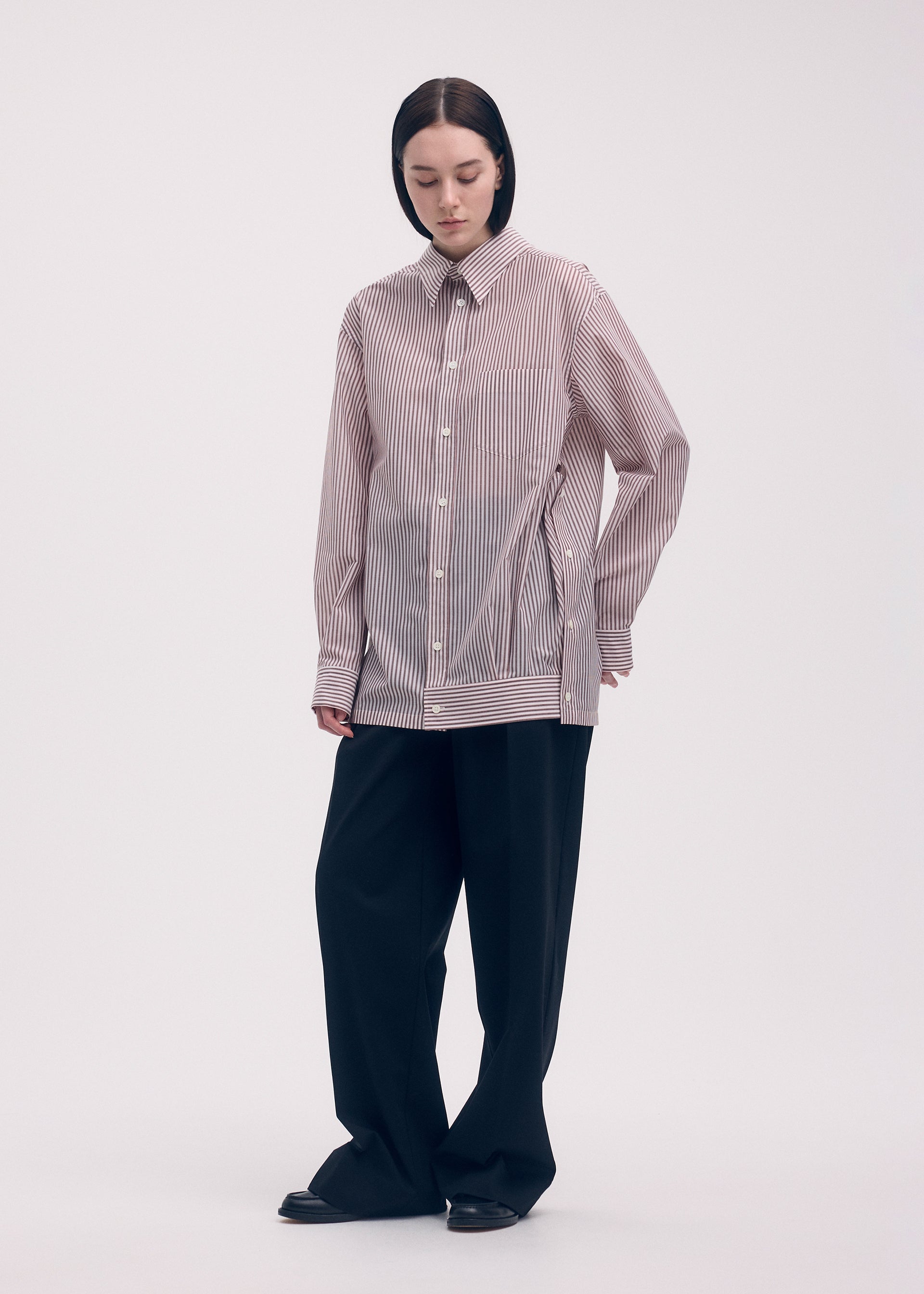 ODD SHIRT (STRIPES)、ウィメンズ_トップス_シャツ、着用画像2