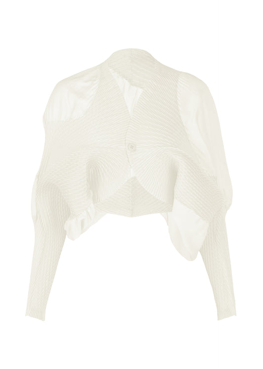 KNIT (CONTOUR) PLEATS、ウィメンズ_トップス_カーディガン、ホワイト