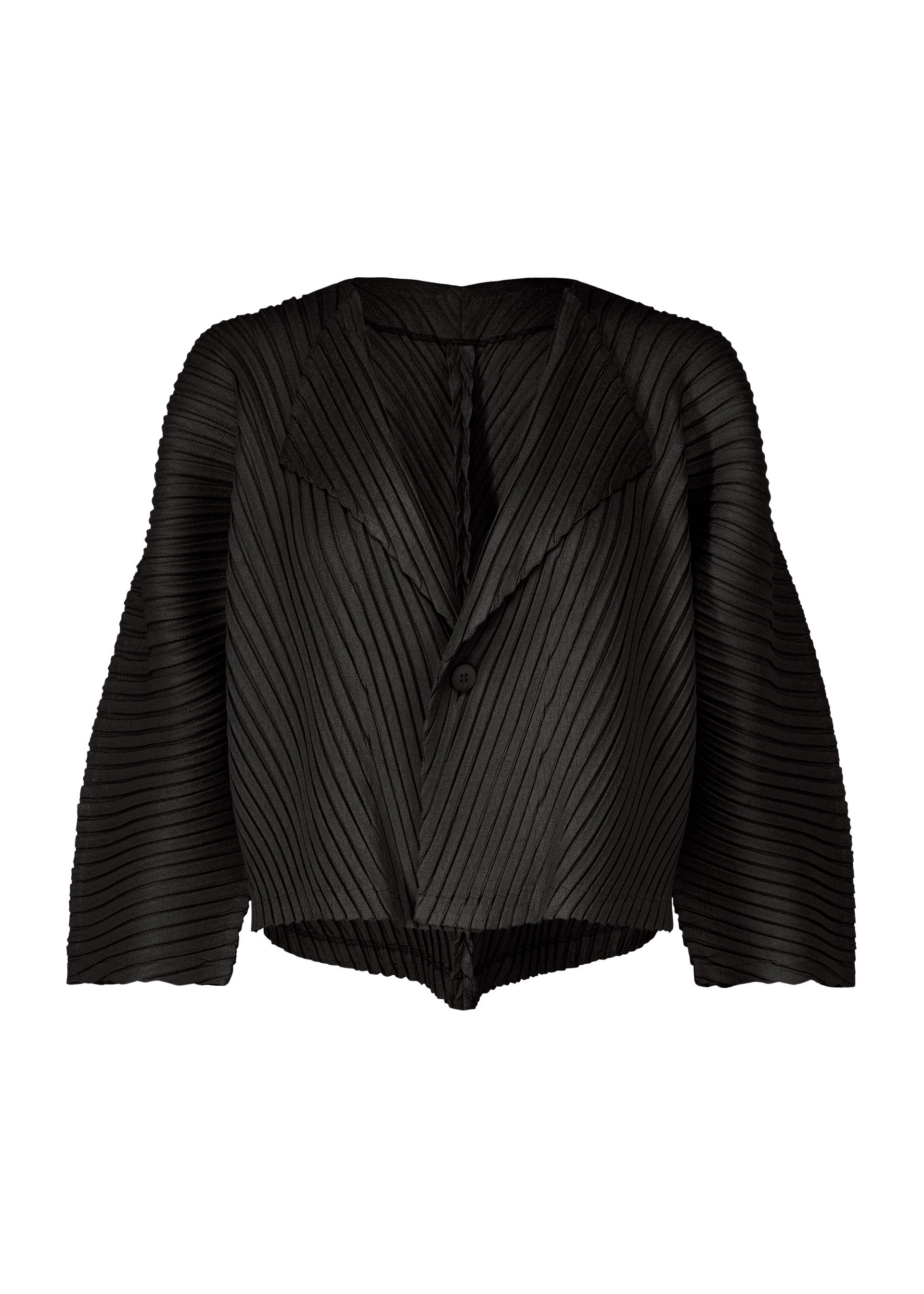 LINEN LIKE PLEATS、ウィメンズ_トップス_カーディガン、ブラック
