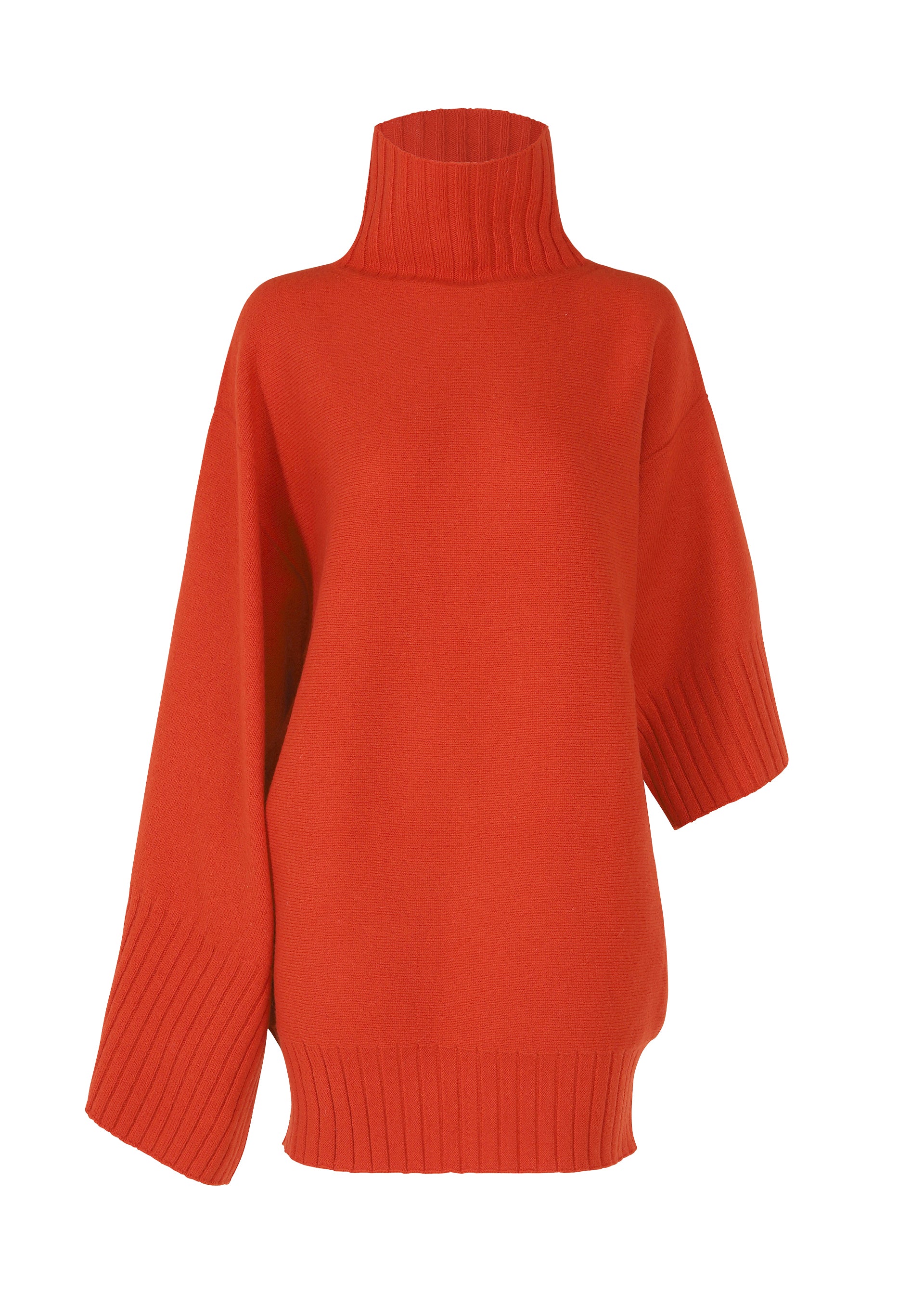 CROOKED WOOL KNIT、ウィメンズ_ニット、レッド