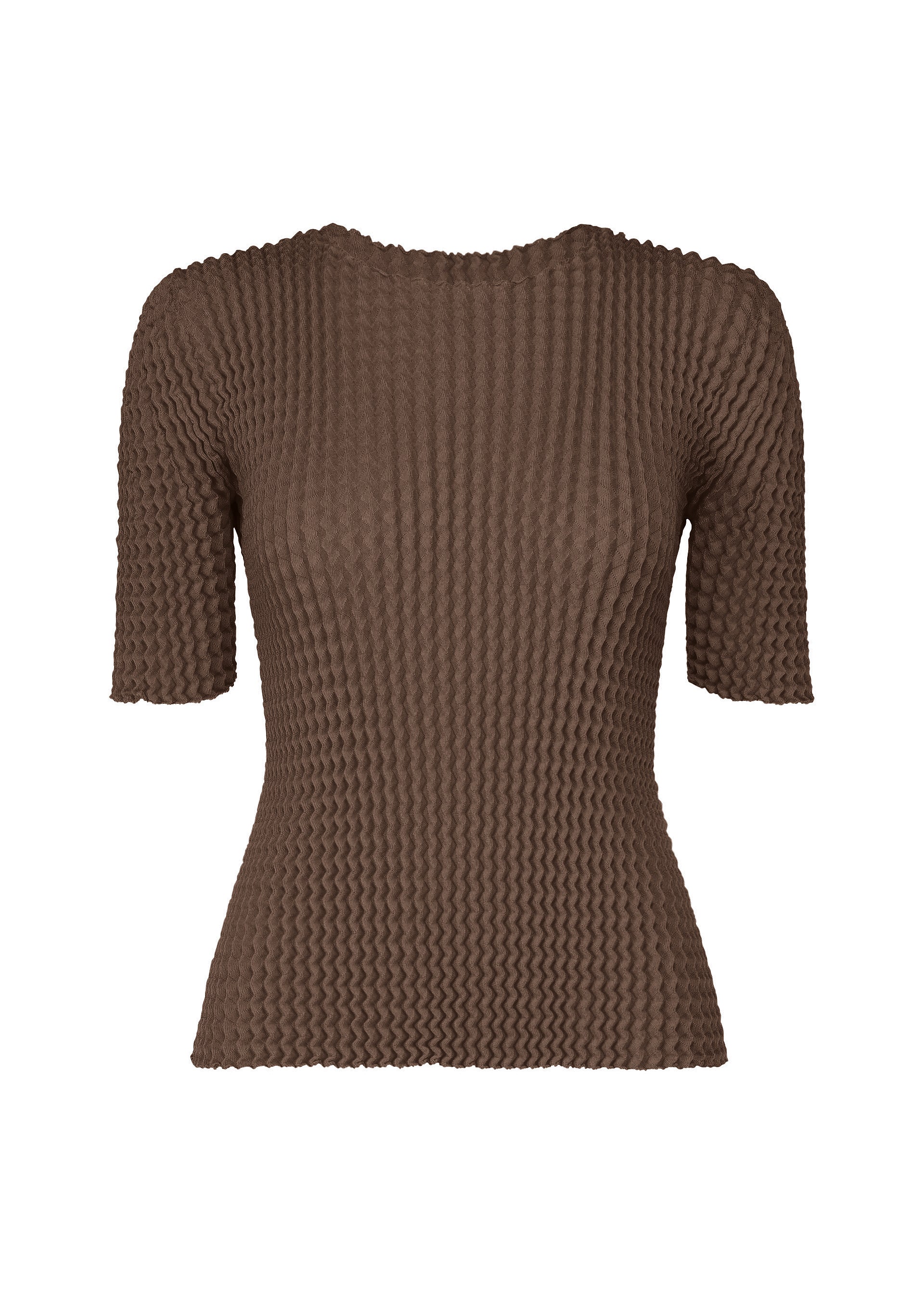 ISSEY MIYAKE　イッセイミヤケ　ブラウン系六角形パターン半袖ニット SPONGY-66 – isseymiyake.com