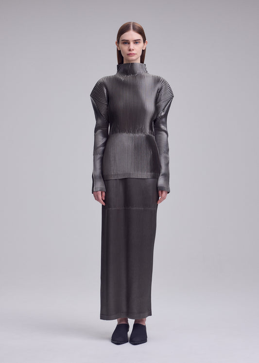 GLOSSED PANELS PLEATS、ウィメンズ_スカート、着用画像1