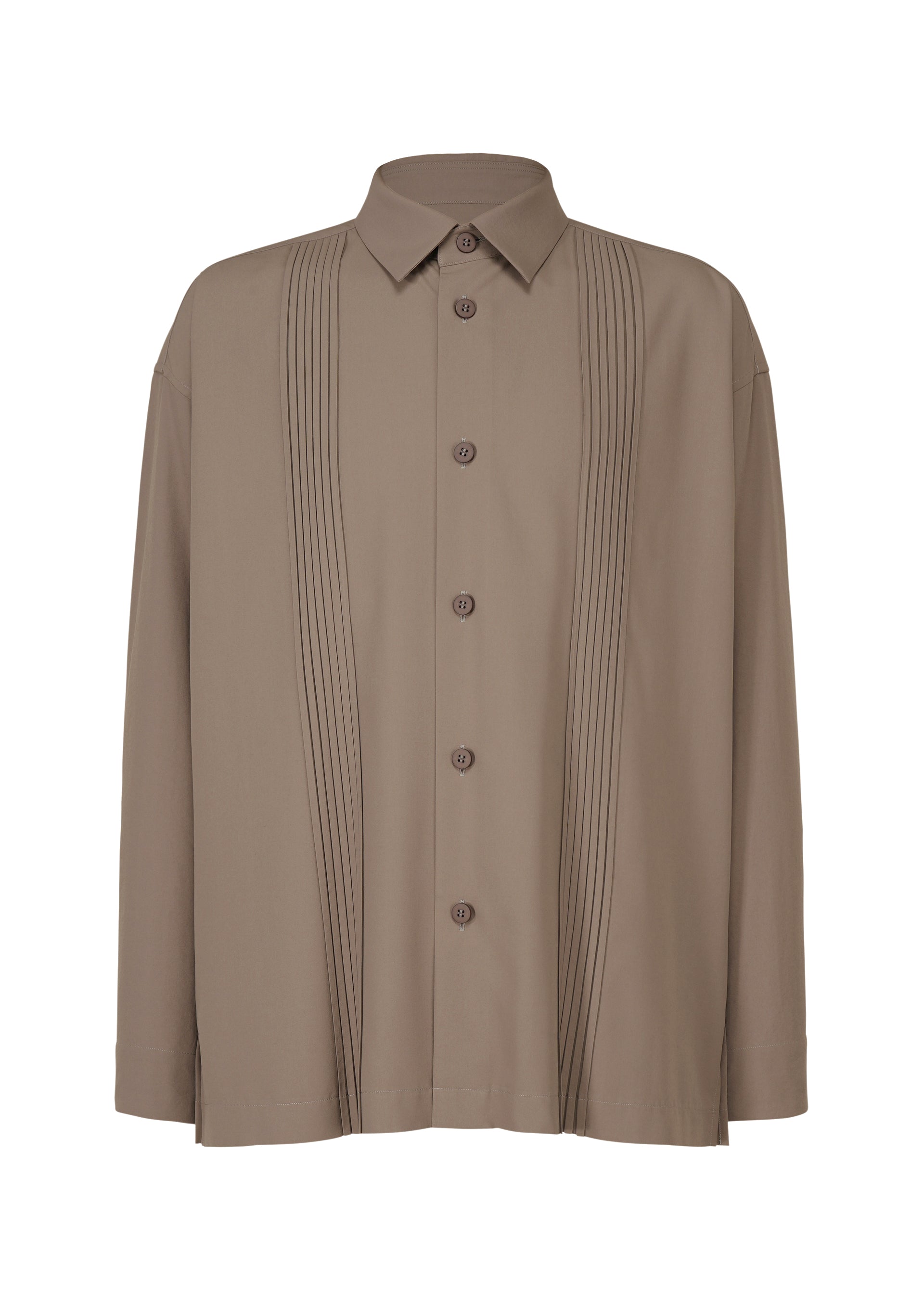 PLEATS SHIRT、メンズ_トップス_シャツ、ブラウン