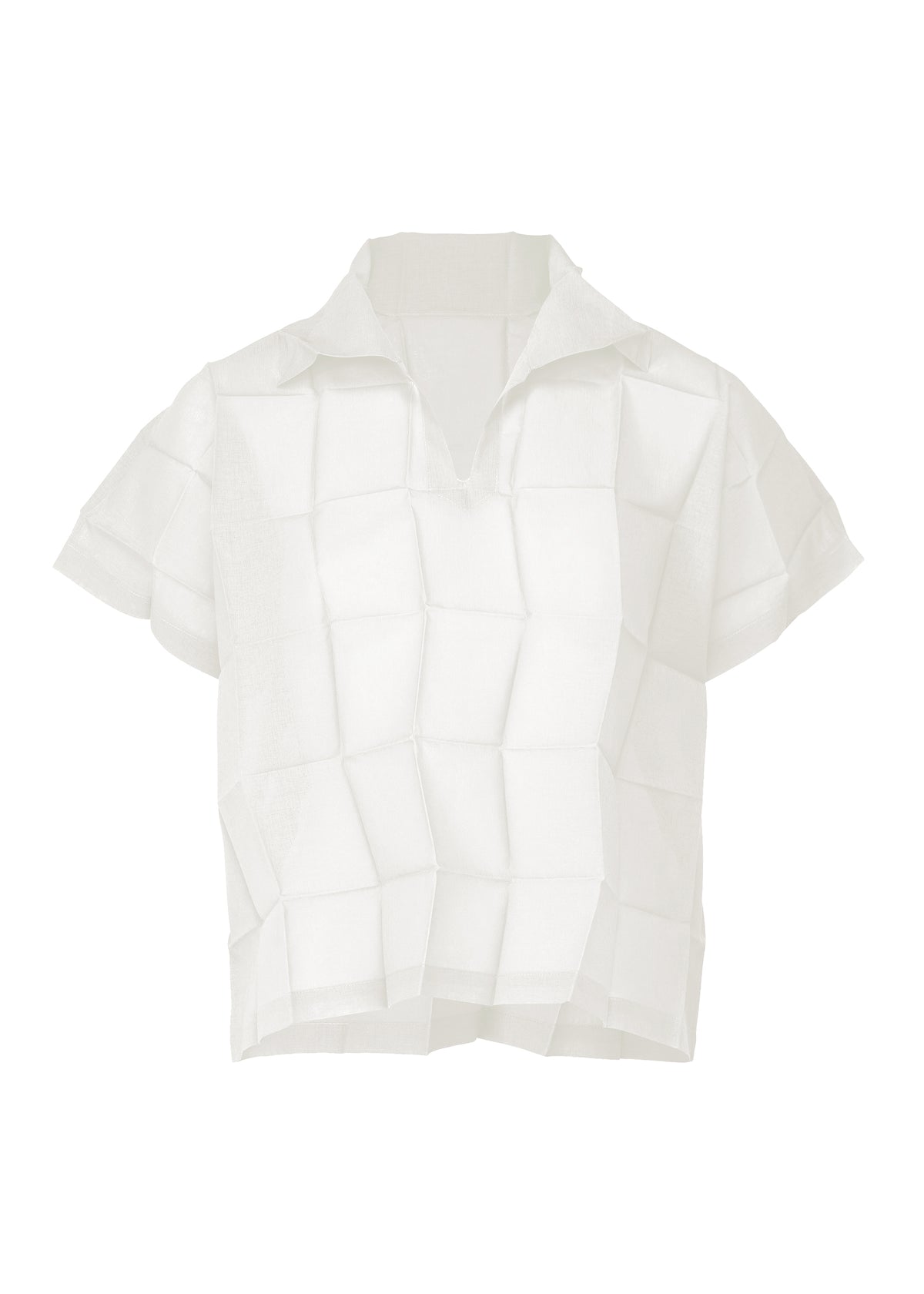 DICE PLEATS SHIRT、ウィメンズ_トップス_トップ、ホワイト