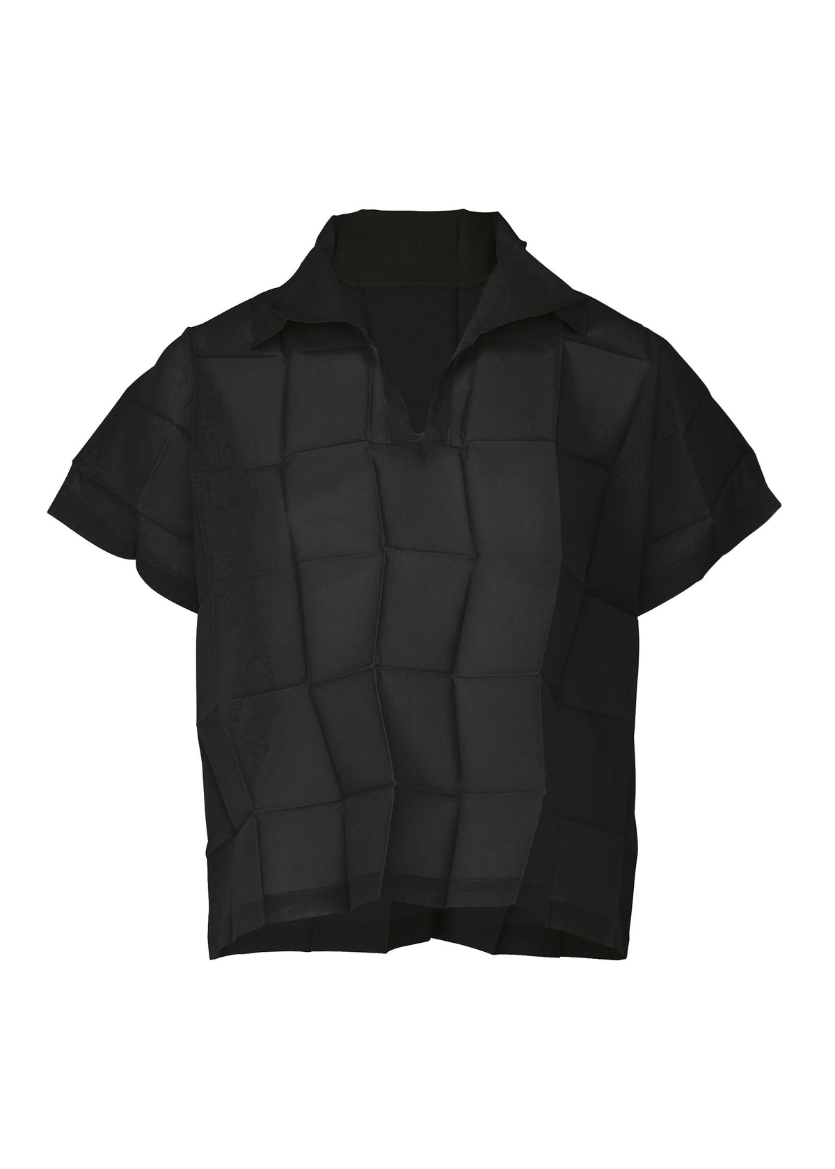 DICE PLEATS SHIRT、ウィメンズ_トップス_トップ、ブラック