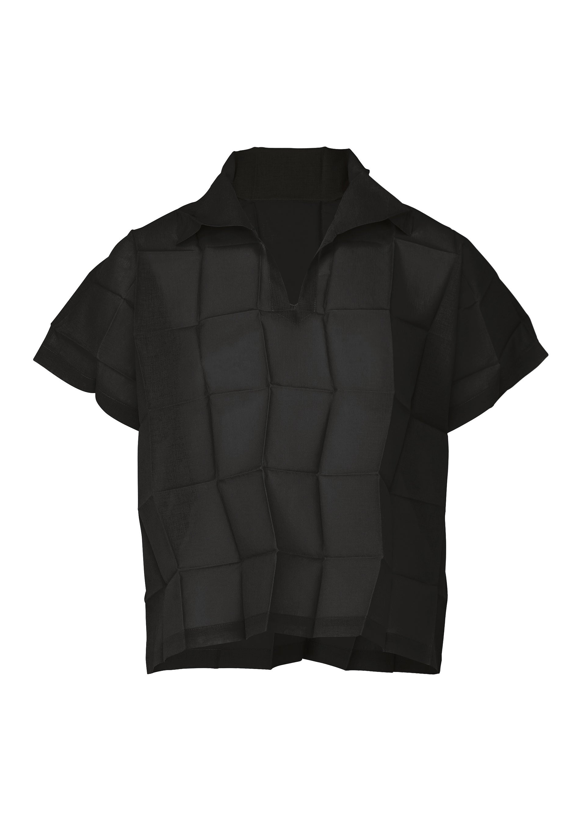 DICE PLEATS SHIRT、ウィメンズ_トップス_トップ、ブラック
