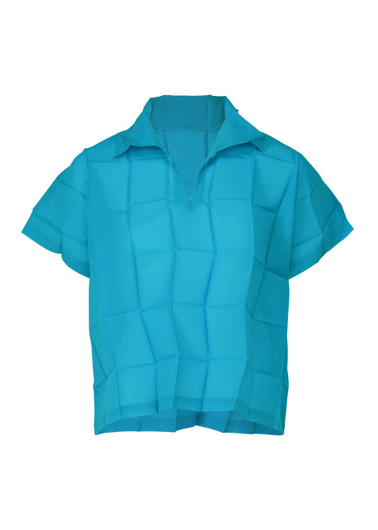DICE PLEATS SHIRT、ウィメンズ_トップス_トップ、ブルー