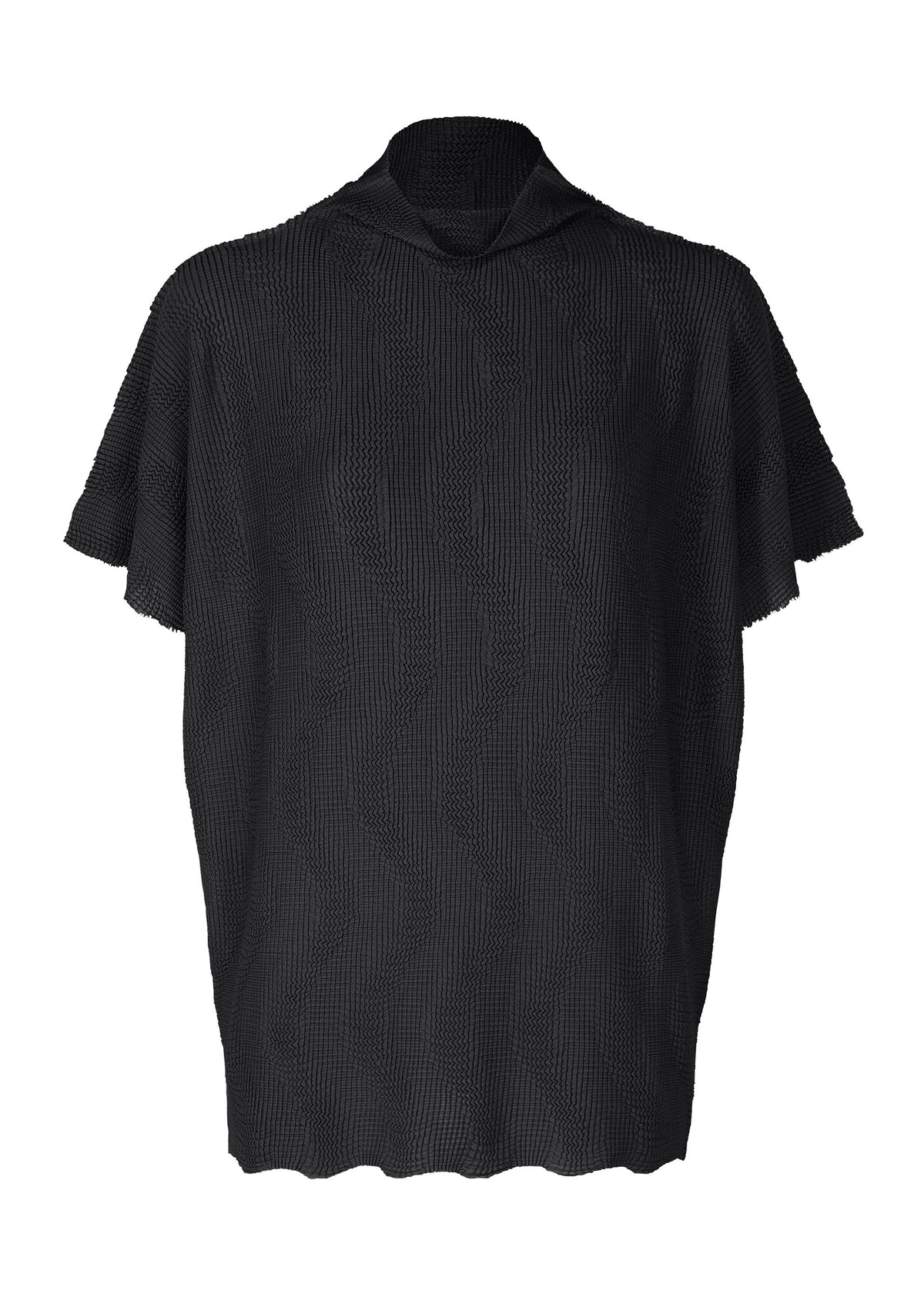 WAVE KNIT STRETCH PLEATS、ウィメンズ_トップス_トップ、ブラック