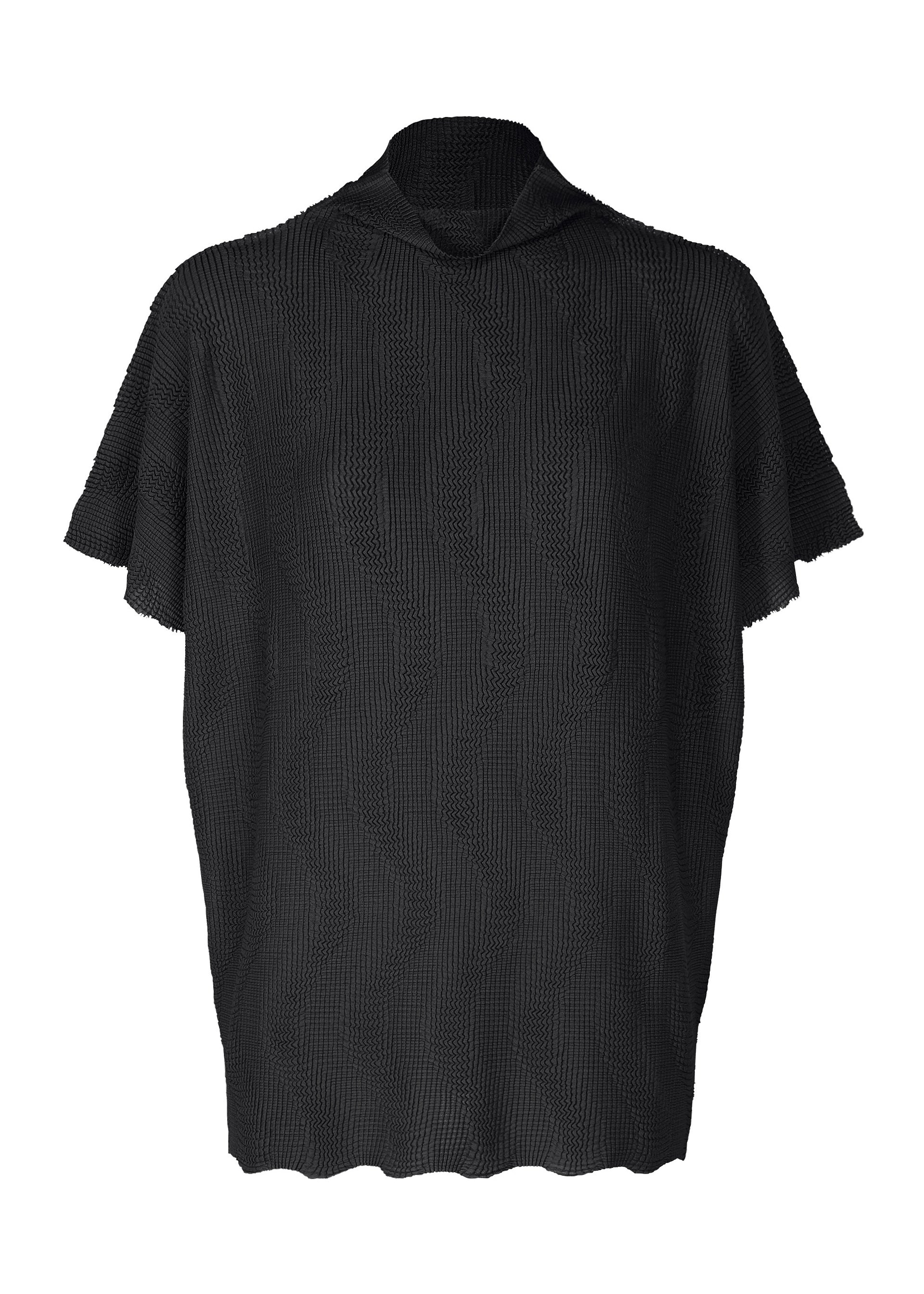 WAVE KNIT STRETCH PLEATS、ウィメンズ_トップス_トップ、ブラック