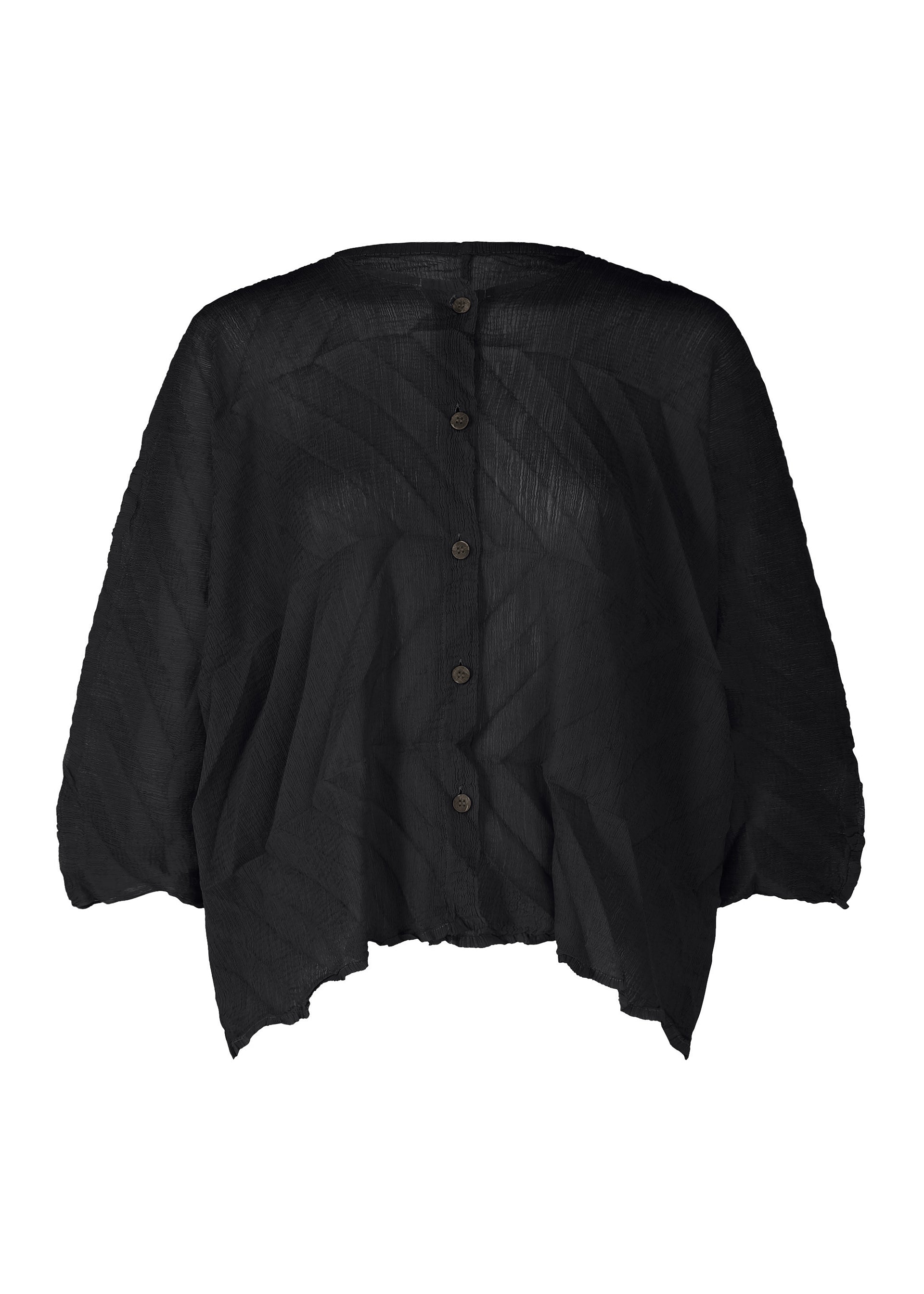 ZIG ZAG SEE-THROUGH CREPE、ウィメンズ_トップス_カーディガン、ブラック