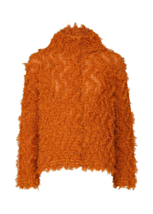 SHAGGY PLEATS、ウィメンズ_トップス_カーディガン、オレンジ