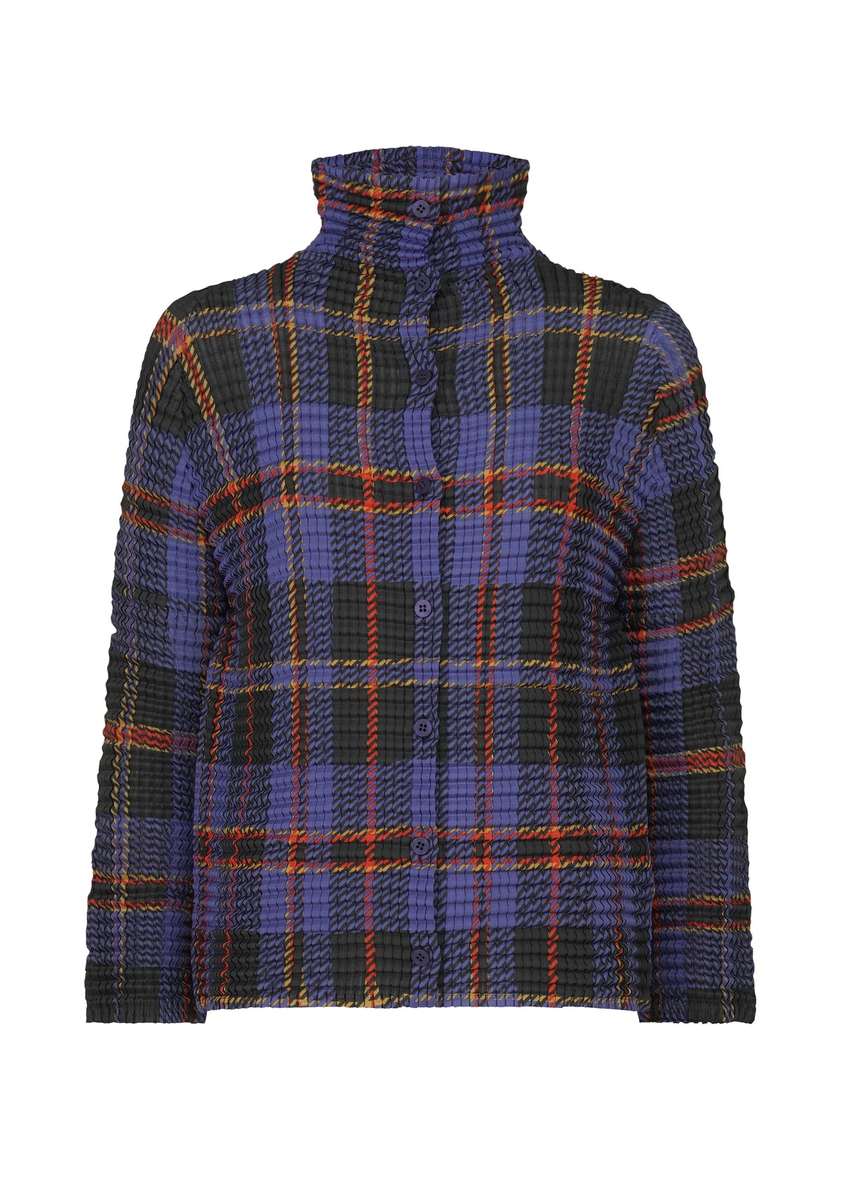 TARTAN CHECK PLEATS SHIRT、ウィメンズ_トップス_カーディガン、パープル