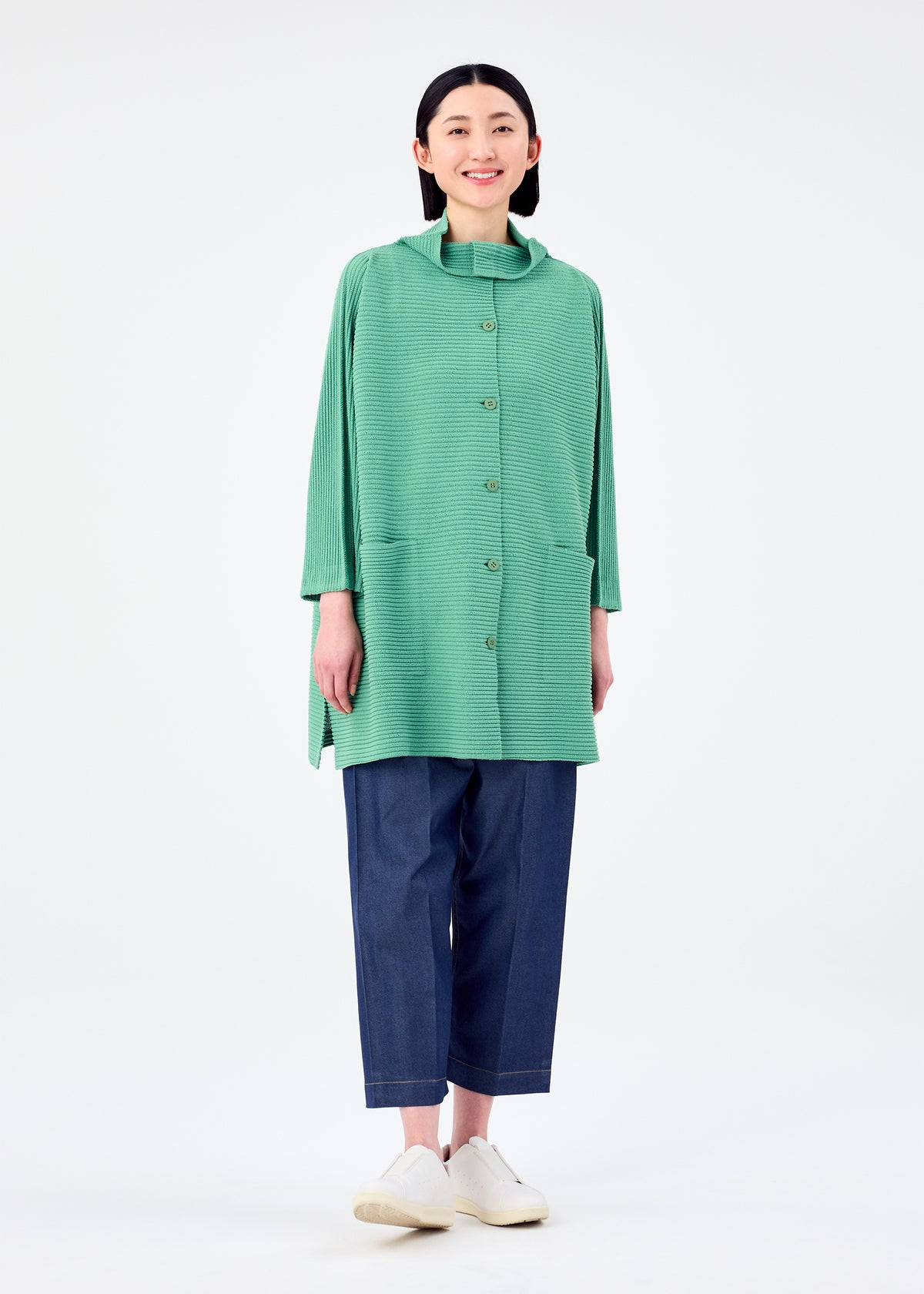 FUWA FUWA MESH PLEATS、ウィメンズ_トップス_カーディガン、着用画像1