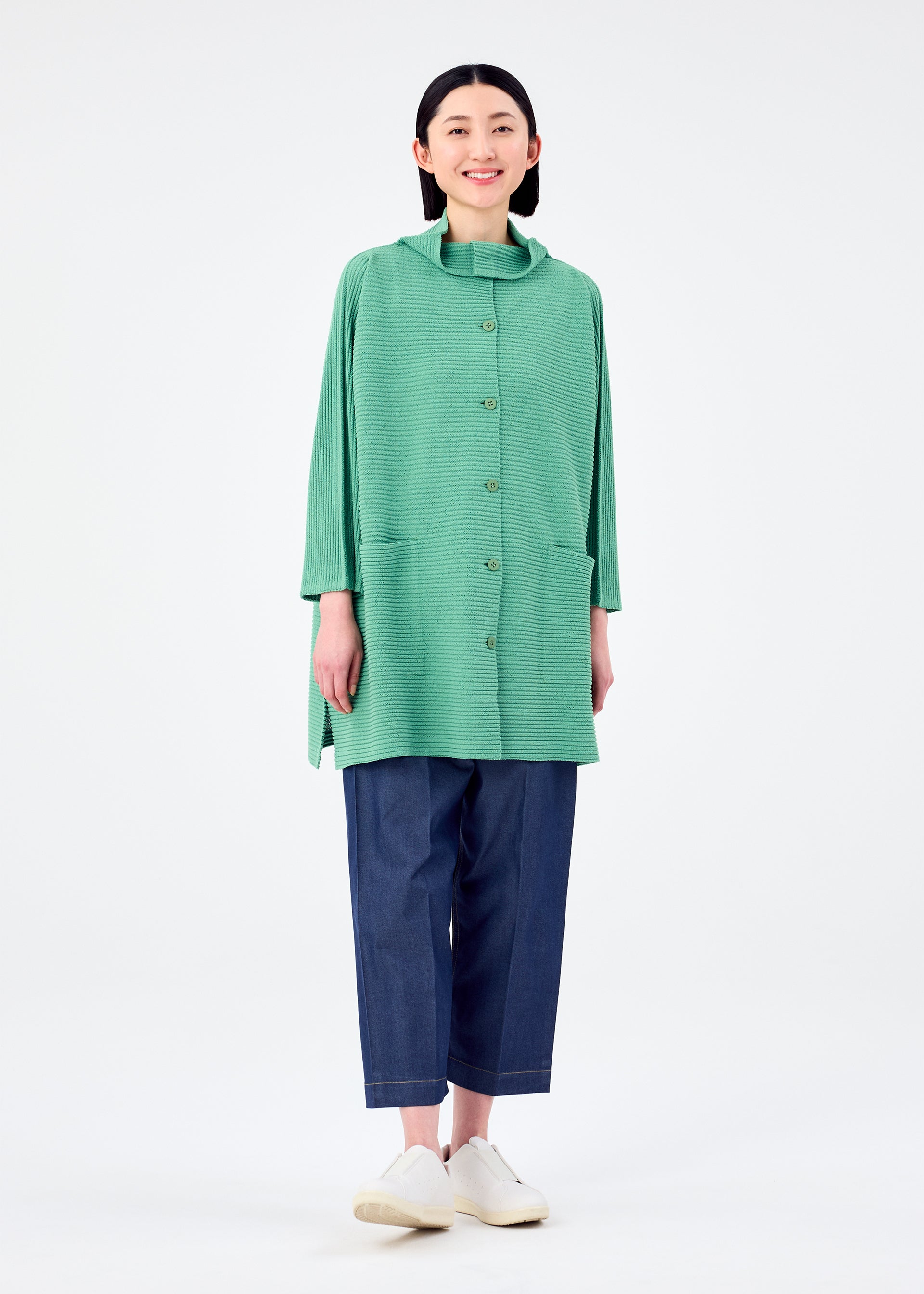 FUWA FUWA MESH PLEATS、ウィメンズ_トップス_カーディガン、着用画像1