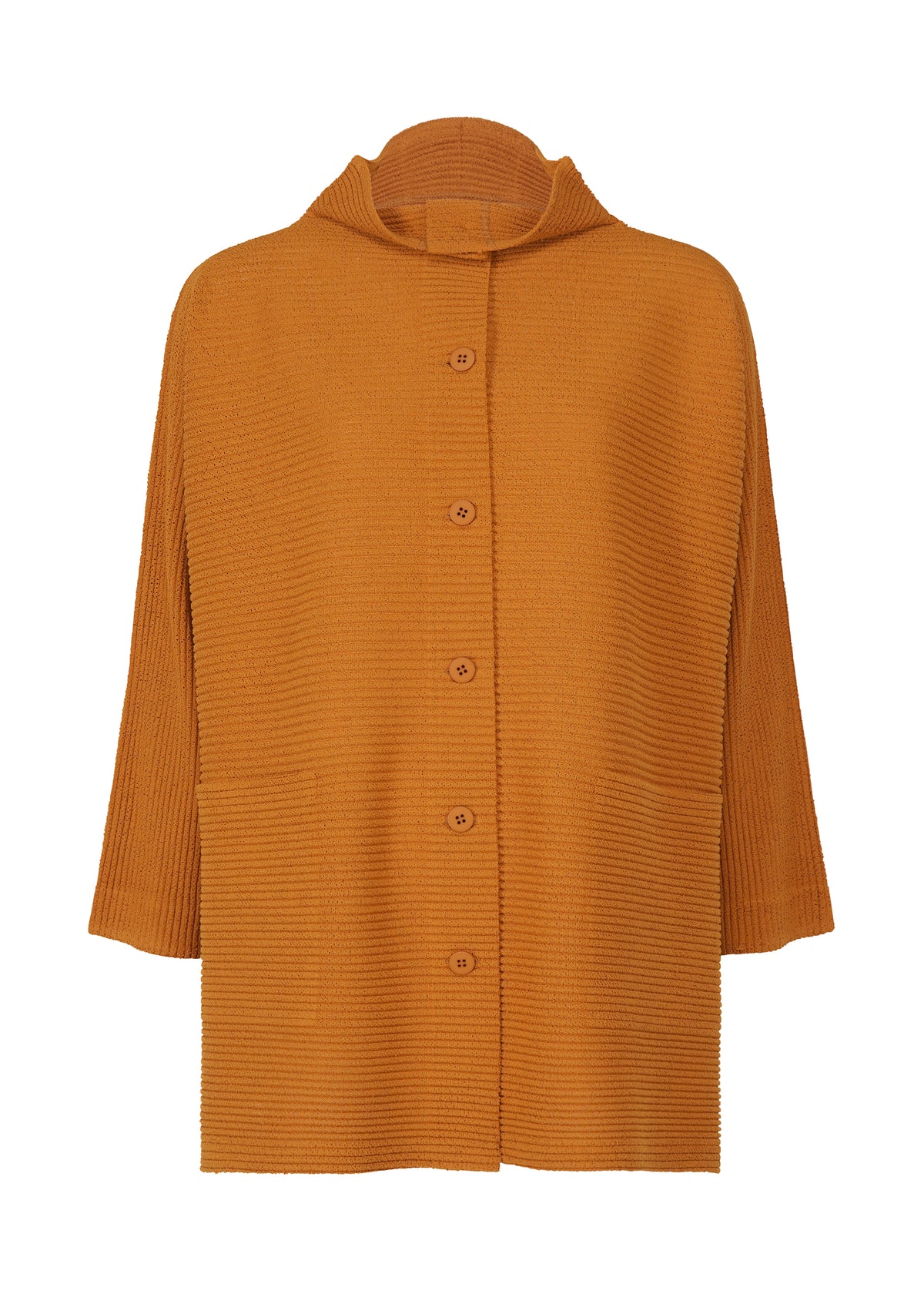 FUWA FUWA MESH PLEATS、ウィメンズ_トップス_カーディガン、オレンジ