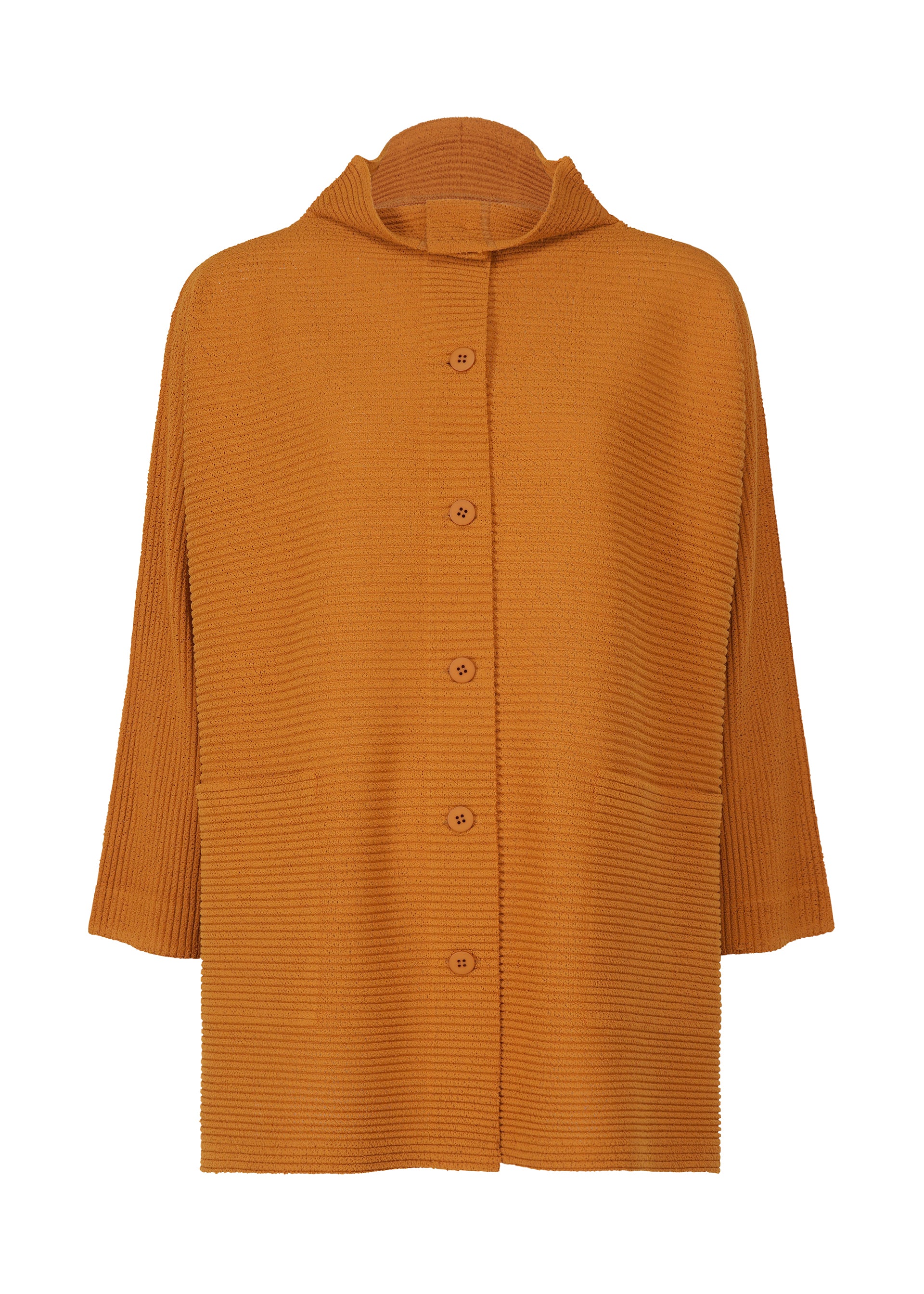 FUWA FUWA MESH PLEATS、ウィメンズ_トップス_カーディガン、オレンジ