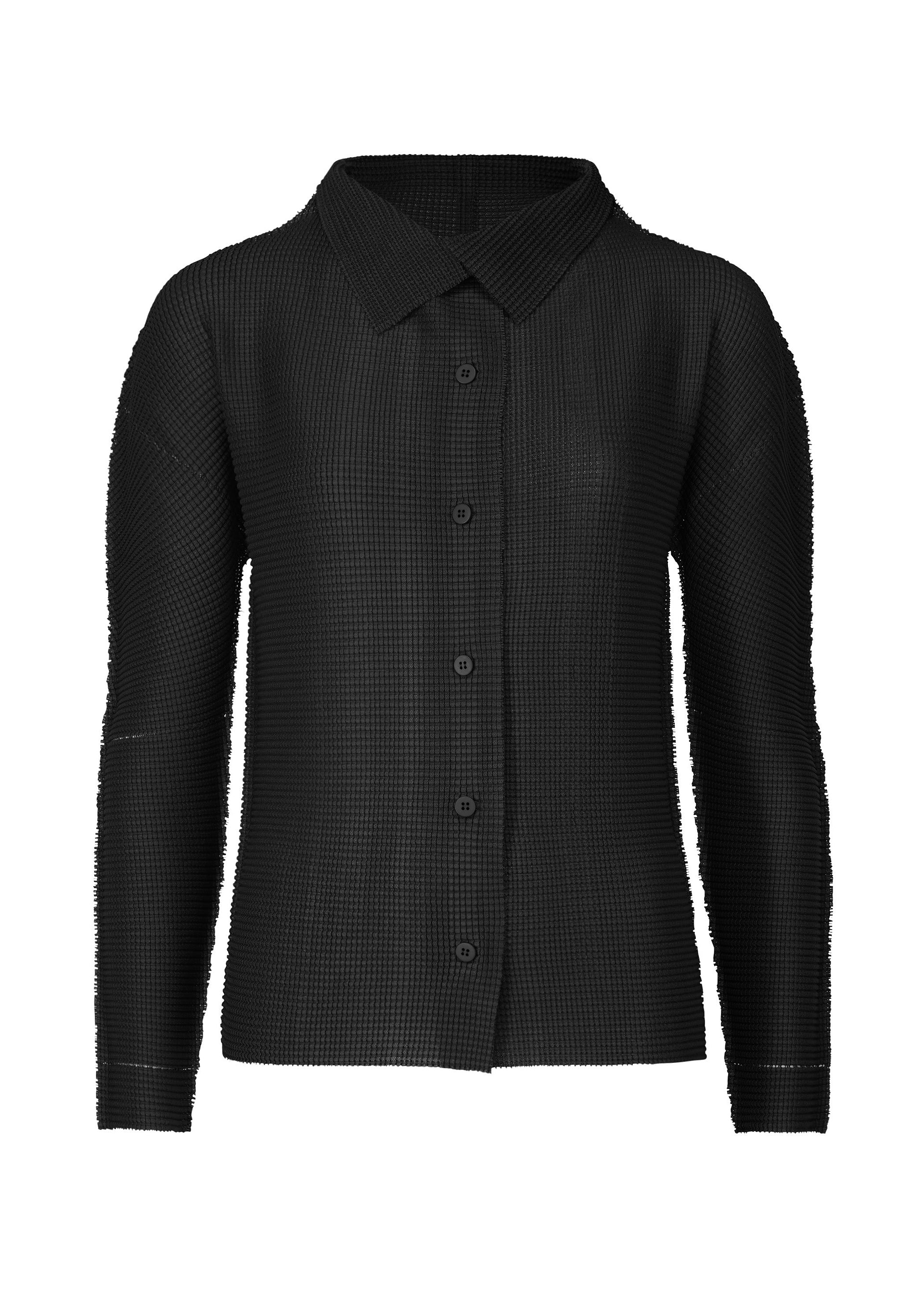 KNIT STRETCH PLEATS 1、ウィメンズ_トップス_カーディガン、ブラック