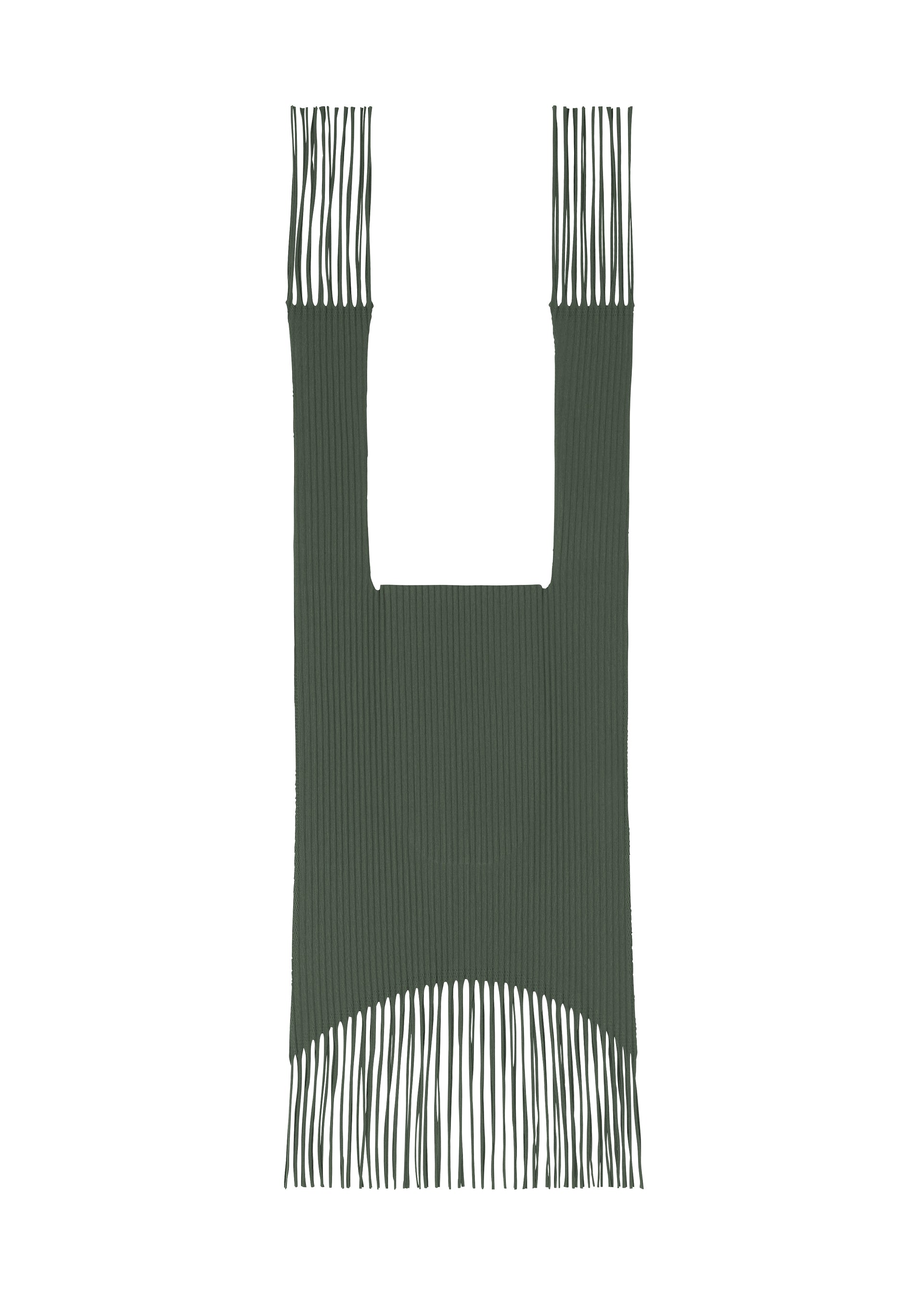 FRINGE FINE KNIT PLEATS BAG、バッグ&財布_トートバッグ、カーキ