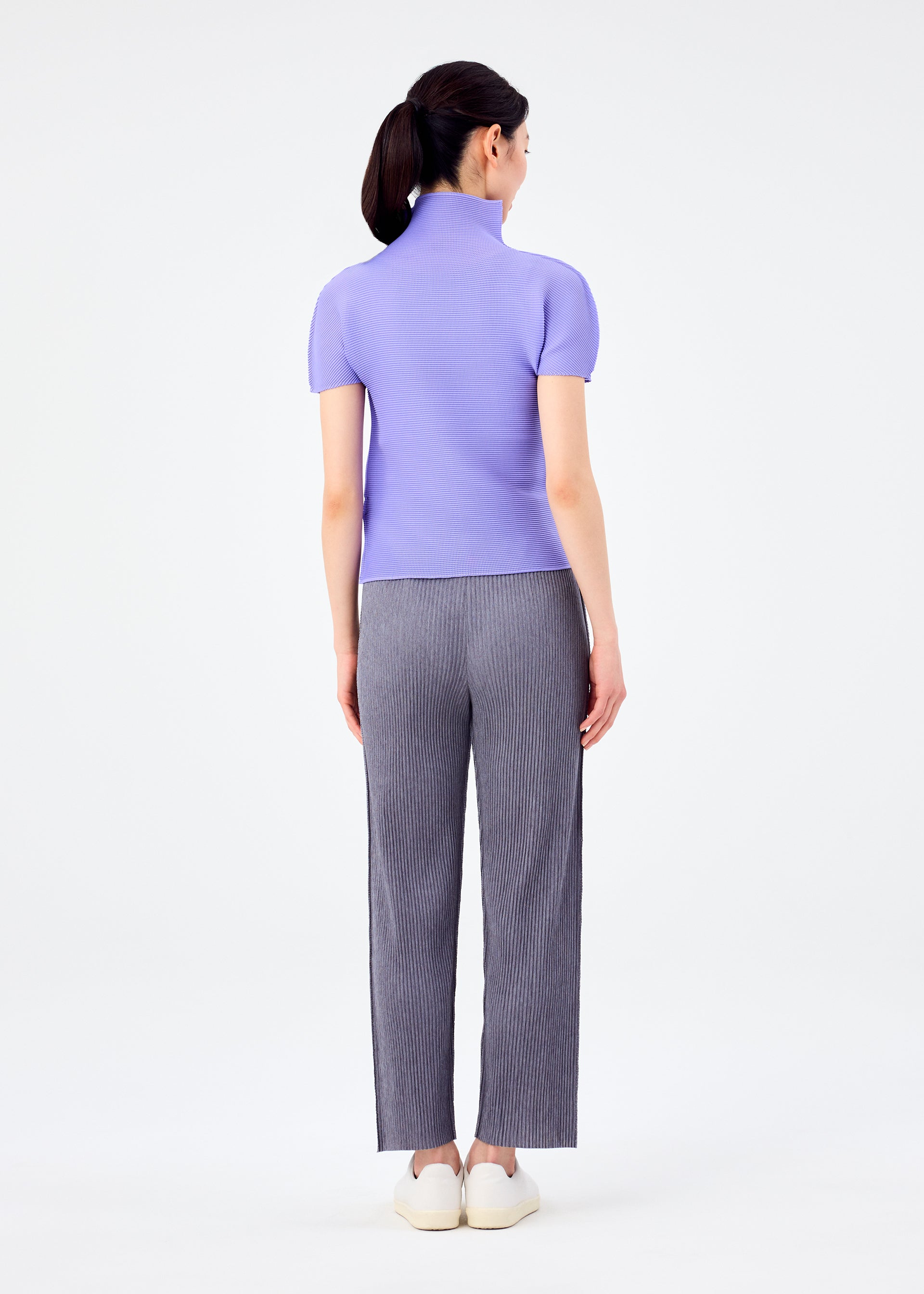 MIX FINE KNIT PLEATS BOTTOM、ウィメンズ_パンツ、着用画像2