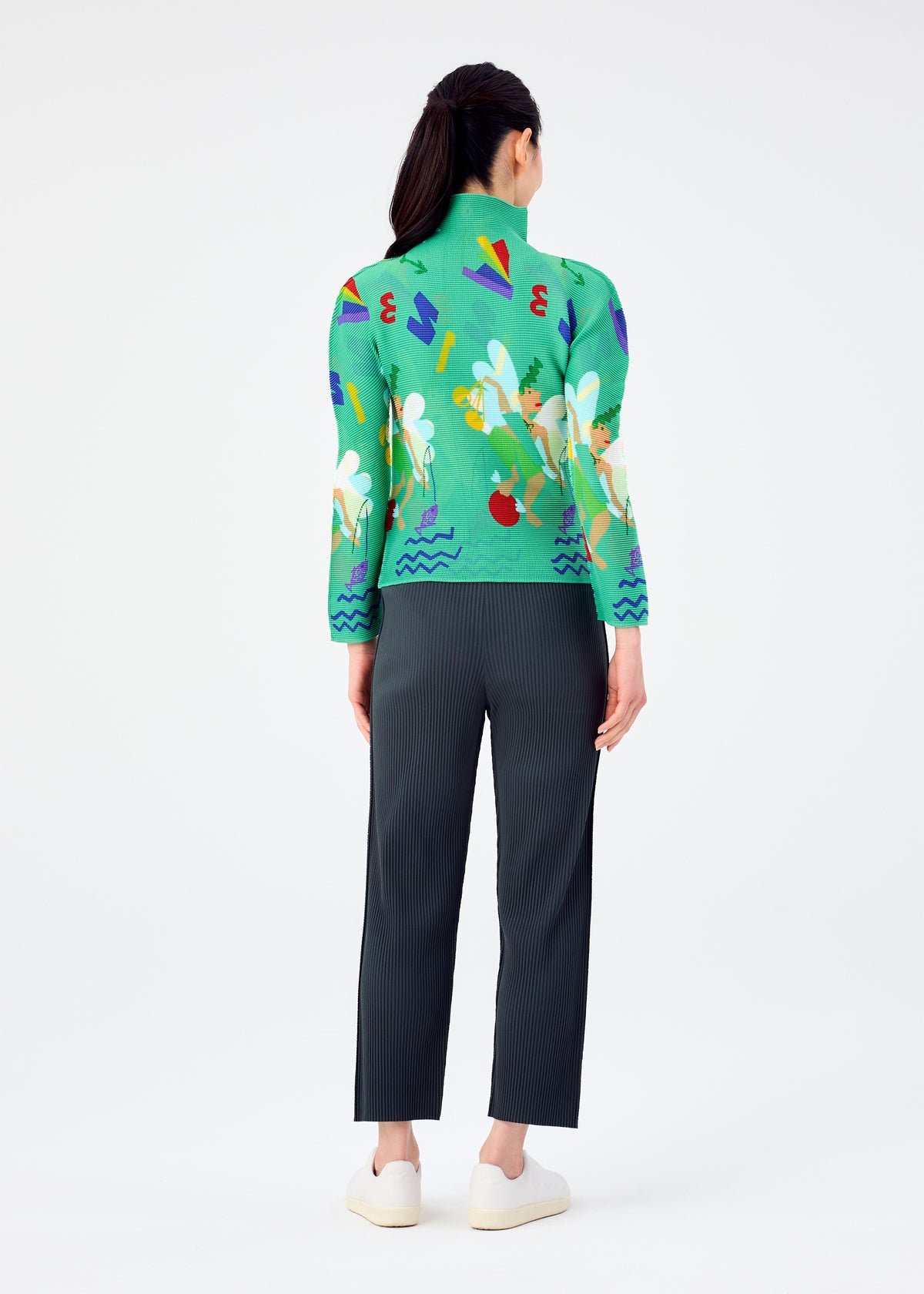 FINE KNIT PLEATS COLOR 2、ウィメンズ_パンツ、着用画像2