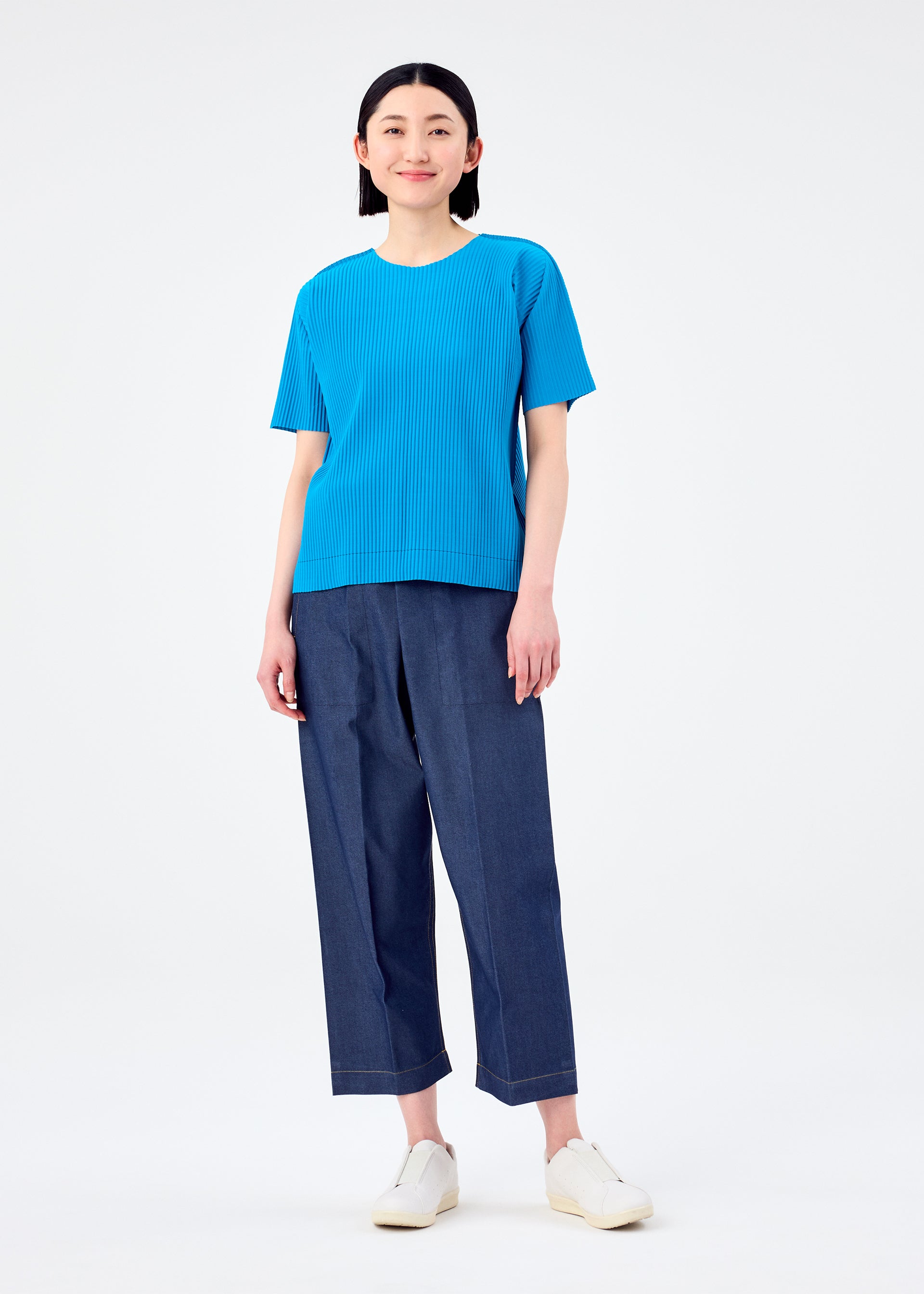 FINE KNIT PLEATS COLOR 1、ウィメンズ_トップス_トップ、着用画像3