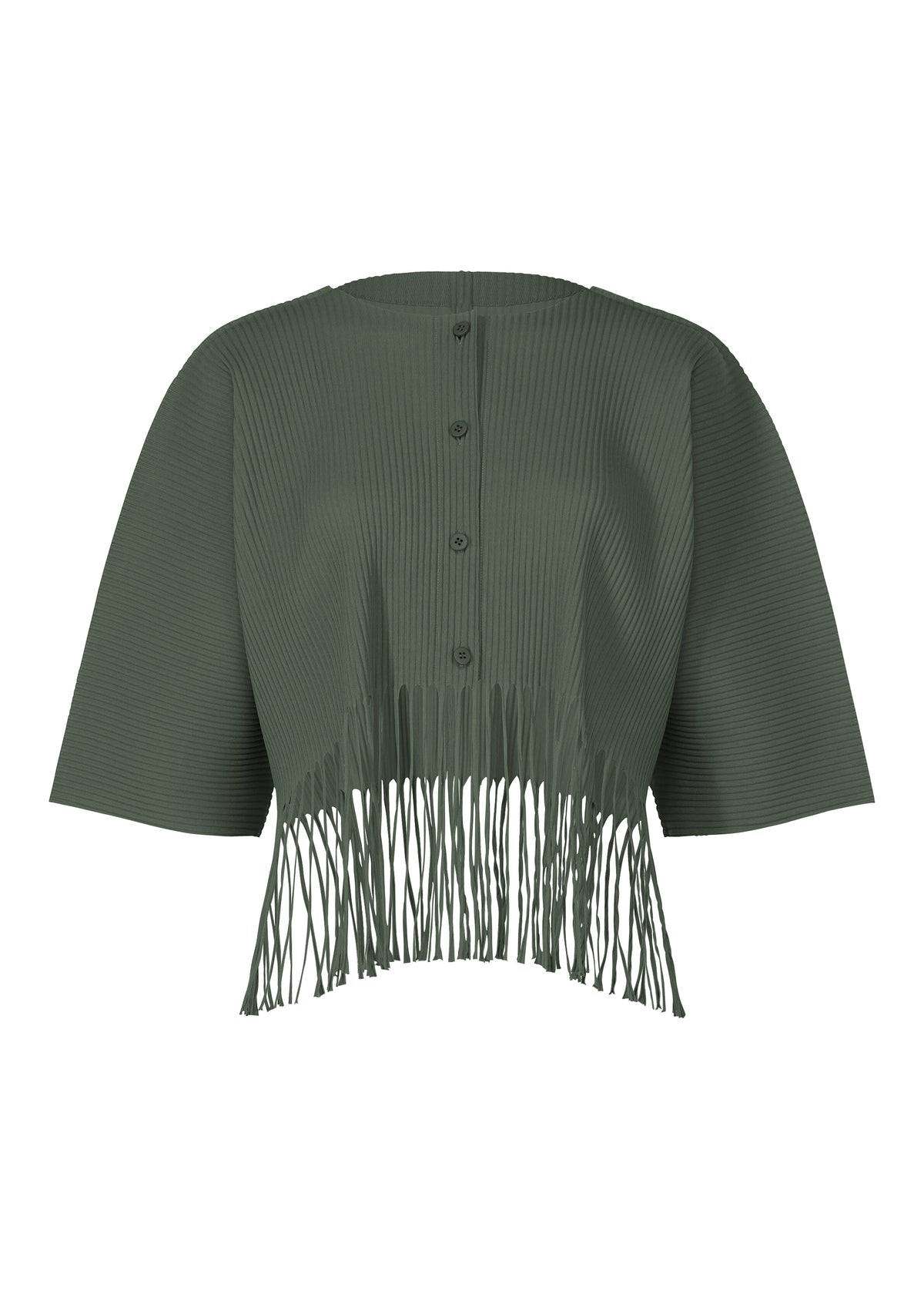 FRINGE PLEATS、ウィメンズ_トップス_カーディガン、カーキ