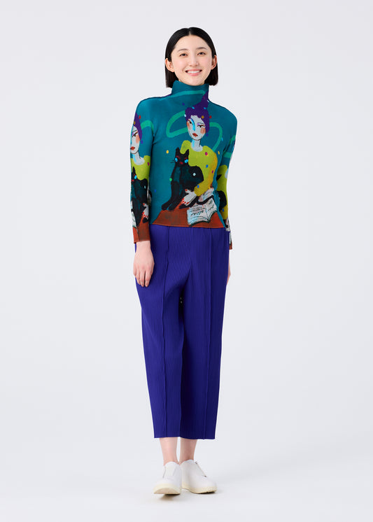 FINE KNIT PLEATS COLOR 1、ウィメンズ_パンツ、着用画像1