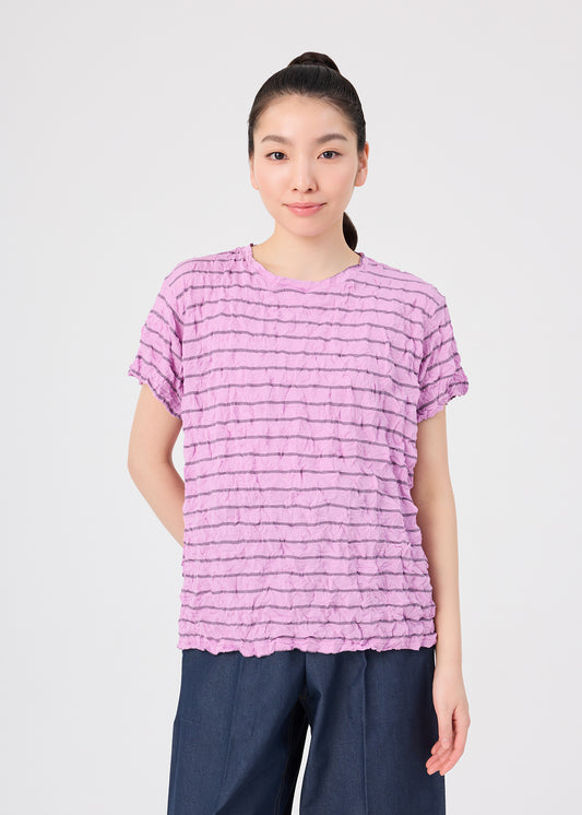 STRIPE MERINGUE T-SHIRT、ウィメンズ_トップス_トップ、着用画像1