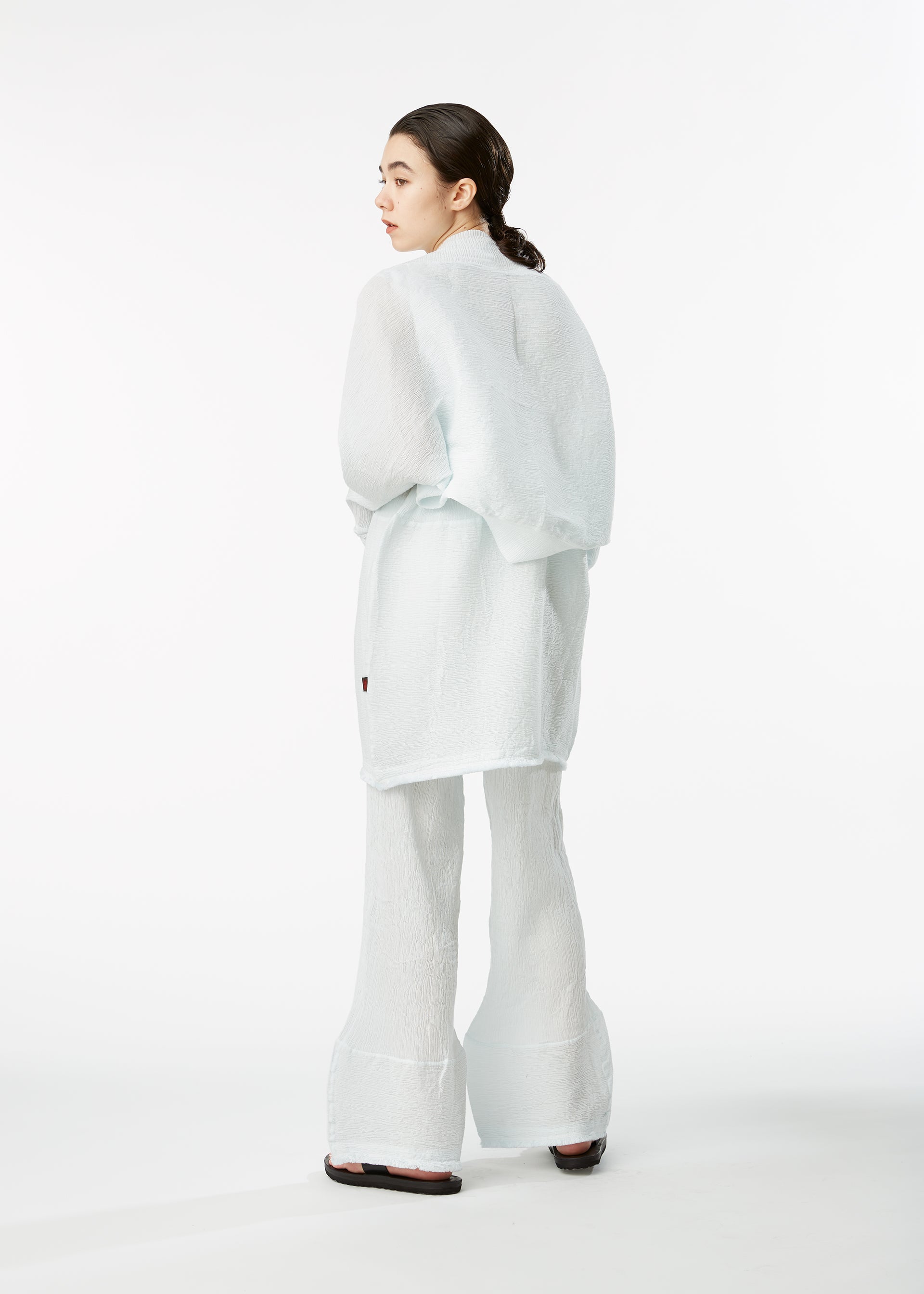 KYO CHIJIMI HEM LINE FRINGE、ウィメンズ_パンツ、着用画像3