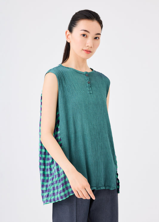 GINGHAM CHECK SEE-THROUGH CREPE、ウィメンズ_トップス_トップ、着用画像1