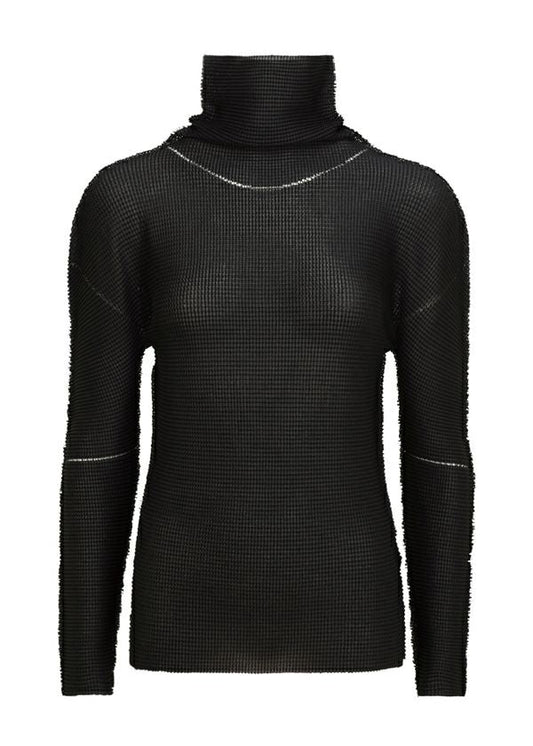 KNIT STRETCH PLEATS、ウィメンズ_トップス_トップ、ブラック