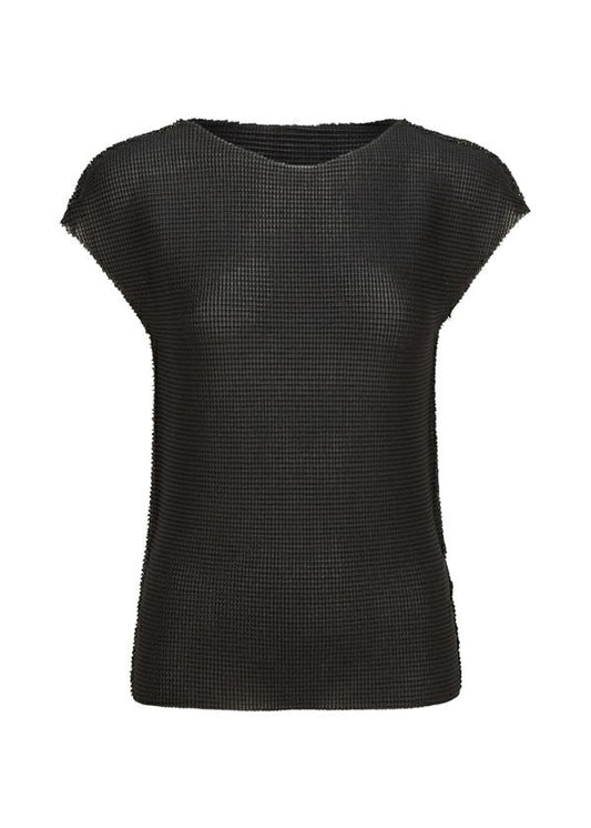 KNIT STRETCH PLEATS、ウィメンズ_トップス_トップ、ブラック