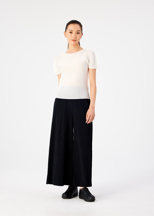 FINE KNIT PLEATS BLACK、ウィメンズ_パンツ、着用画像1
