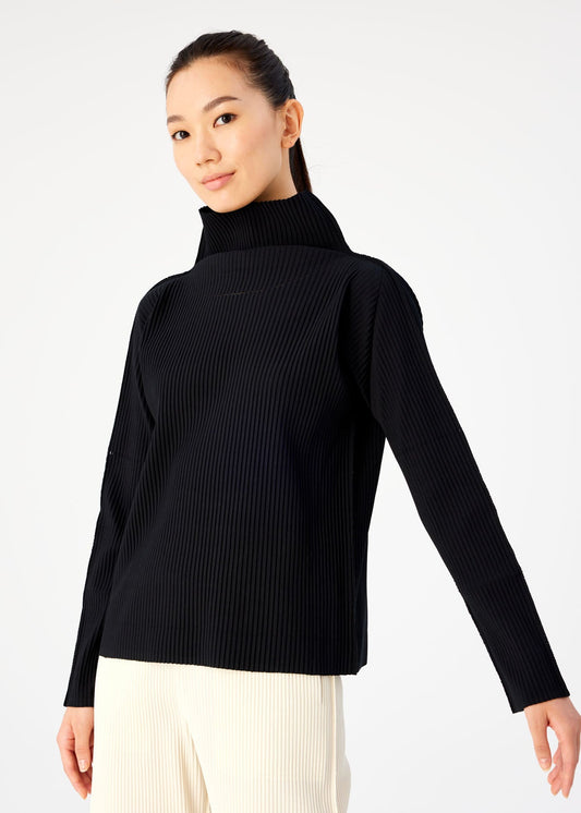 FINE KNIT PLEATS BLACK、ウィメンズ_トップス_トップ、着用画像1