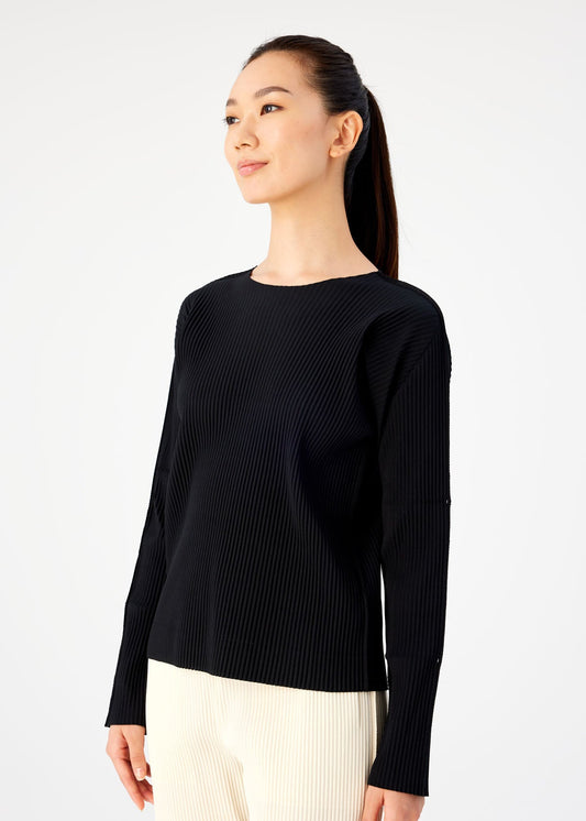 FINE KNIT PLEATS BLACK、ウィメンズ_トップス_トップ、着用画像1