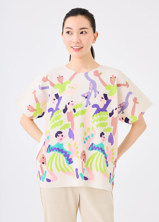 DANCE FINE KNIT PLEATS T、ウィメンズ_トップス_トップ、着用画像1