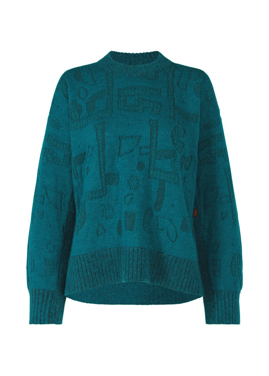 GEOMETRIC KNIT、ウィメンズ_トップス_トップ、グリーン