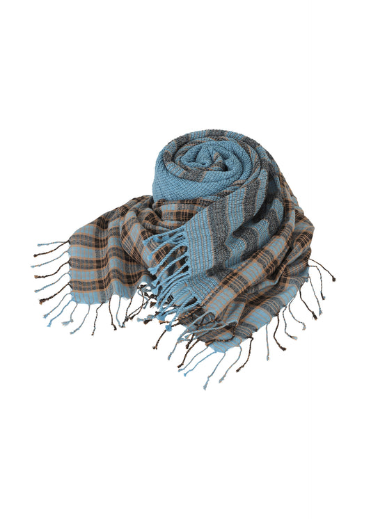 CREPE TARTAN STOLE、アクセサリー&その他_ストール、ブルー