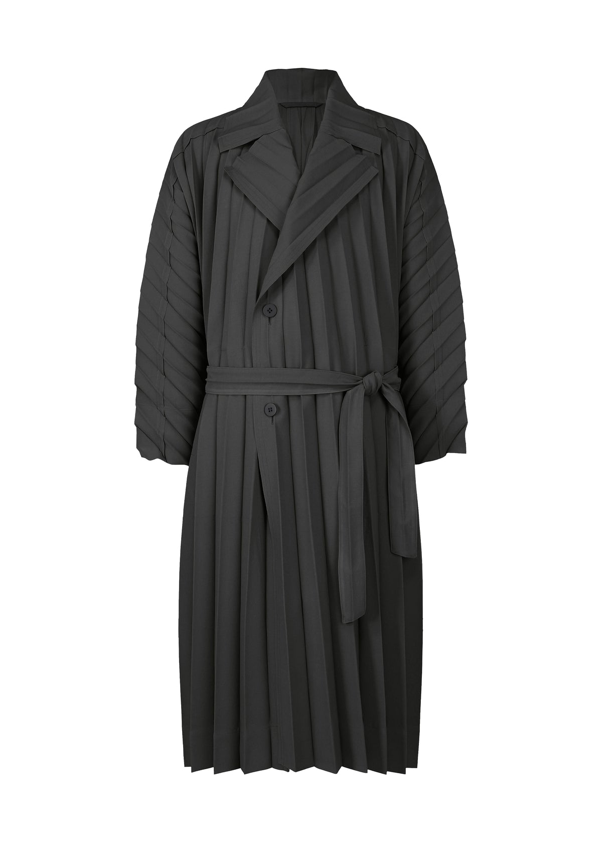 HOMME PLISSÉ 聴け ISSEY MIYAKE チェスターコート 黒 和柄