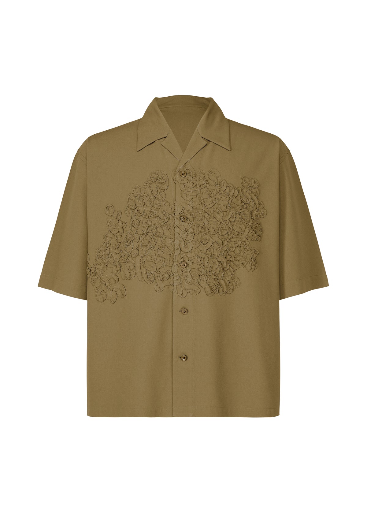 EMBROIDERY PRESS SHIRT、メンズ_トップス_シャツ、カーキ